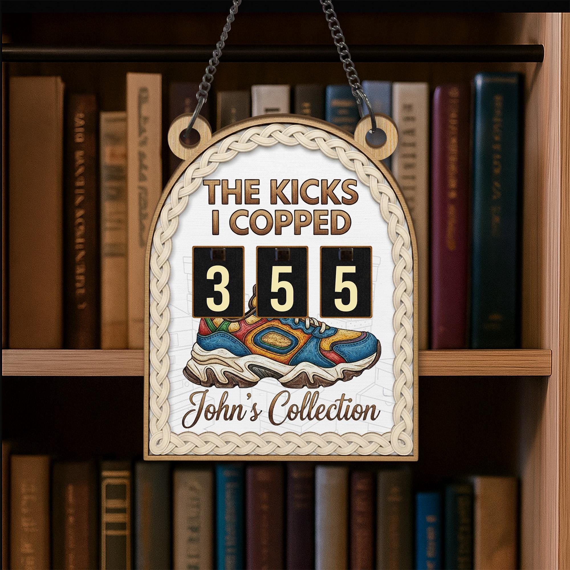 Wood Sneaker Tracker, Personalized Shoe Collection Counter, Modern Display Shelf Decor image 4