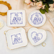 Custom Ceramic Jewelry Tray, Personalized Friend Portrait Trinket Dish, Floral Ring Holder image 1