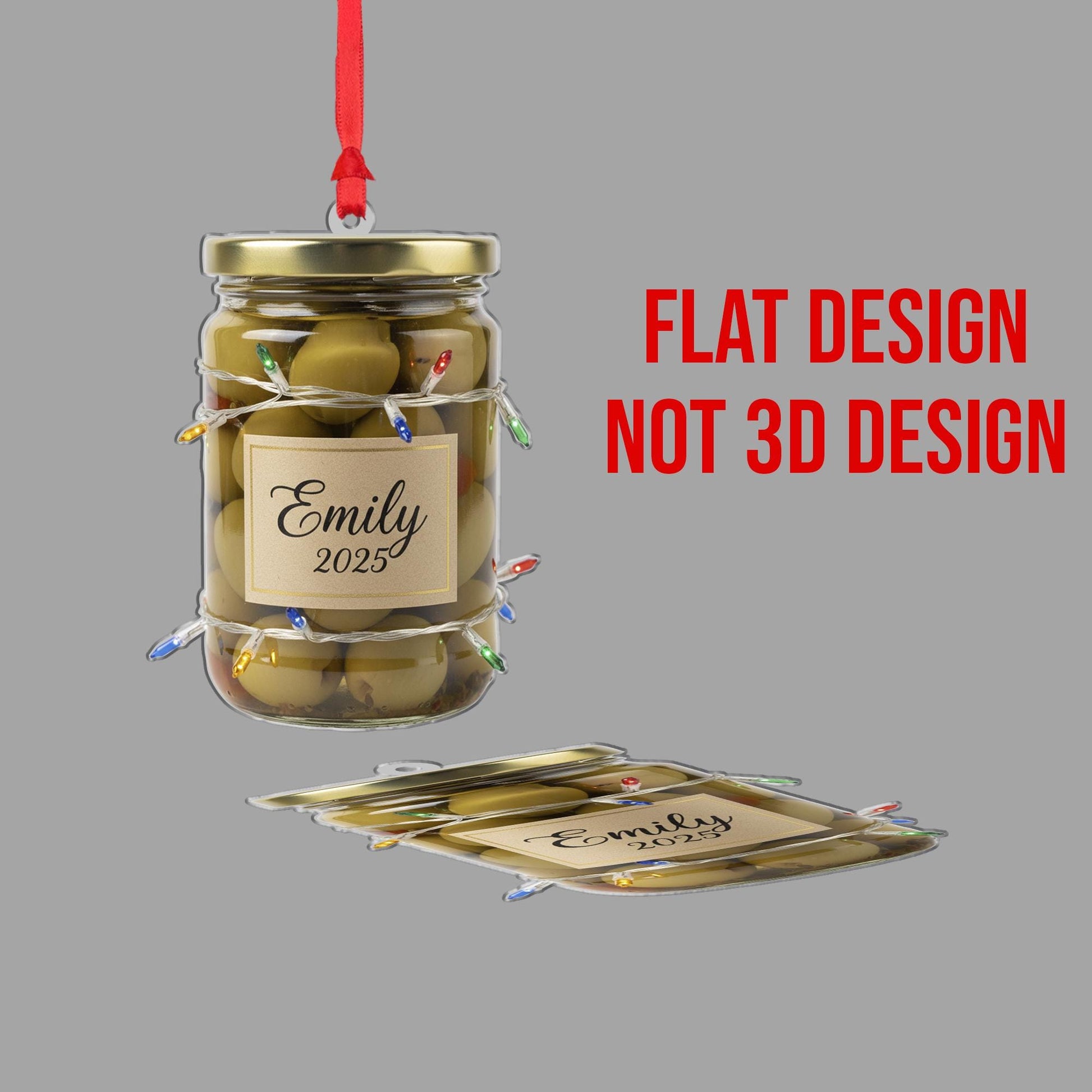 Personalized Olive Ornament: Custom Name Jar Decor, Christmas Tree Keepsake image 2