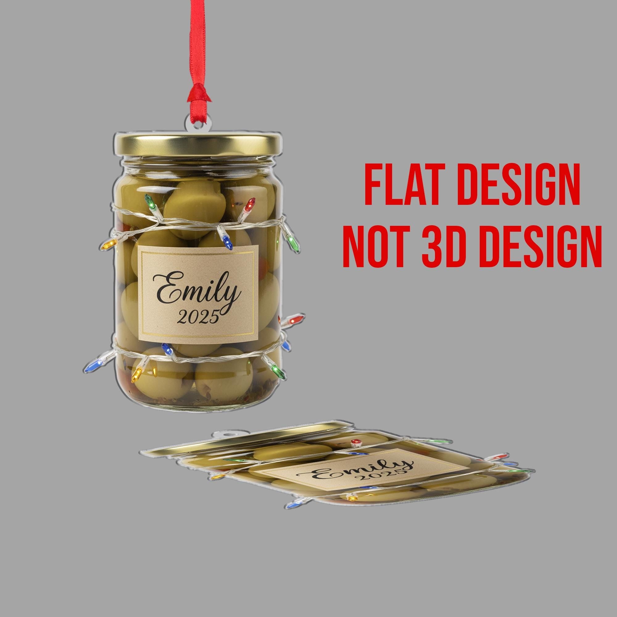 Personalized Olive Ornament: Custom Name Jar Decor, Christmas Tree Keepsake image 2