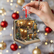 Personalized Bookstore Ornament: Custom Book Shop Christmas Decor, Cozy Library Keepsake image 1