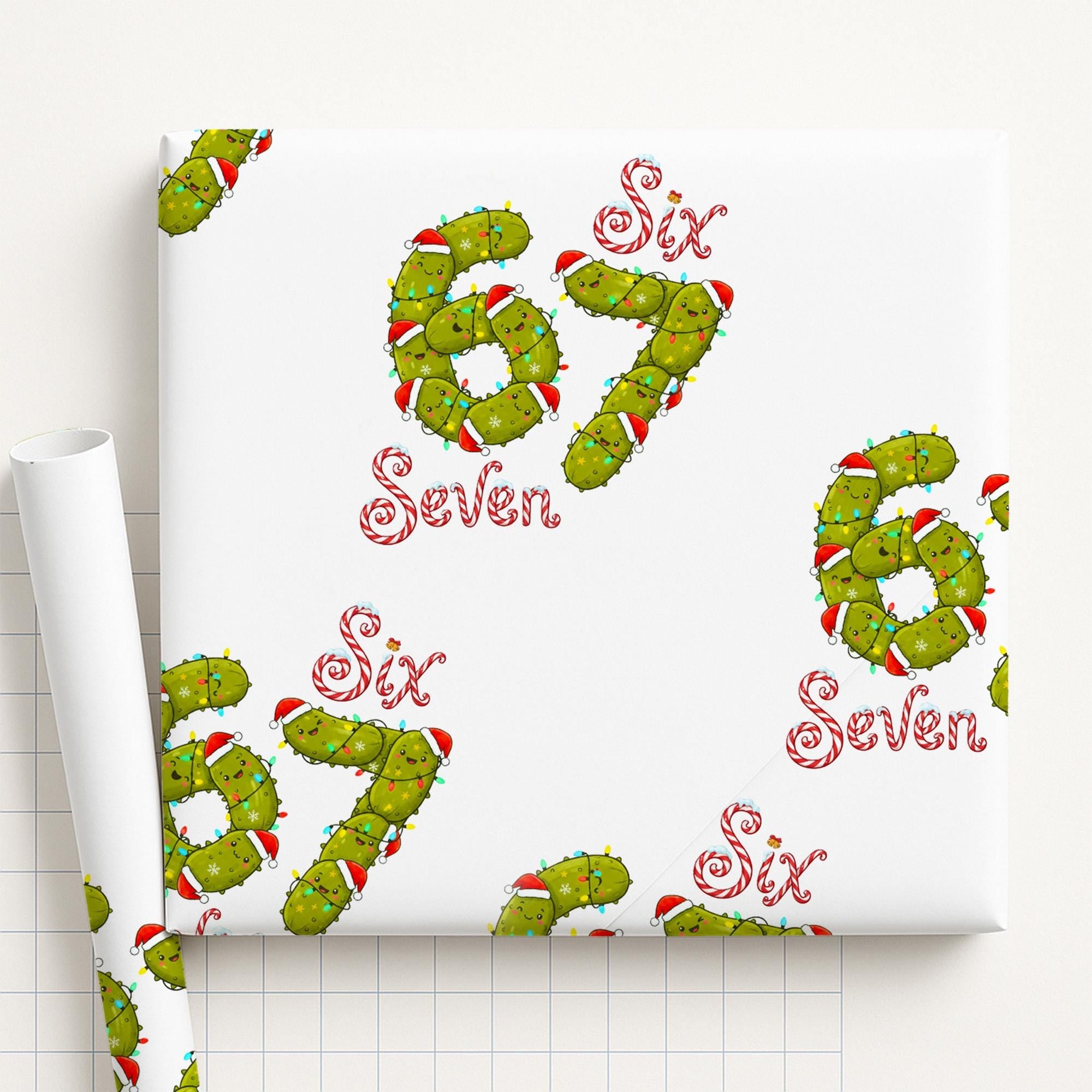 67 Trend Meme Wrapping Paper • Gen Alpha Gift Wrap • Pickles Number Print Paper image 1