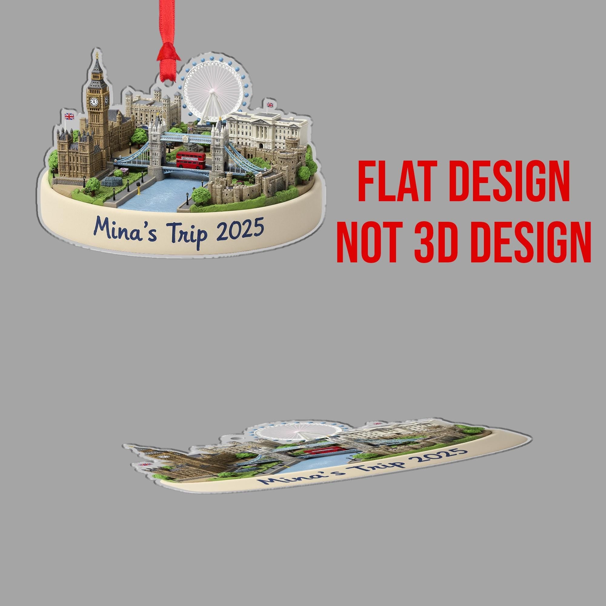 Personalized London Ornament, Custom Travel Keepsake, City Landmark Scene Decor image 6