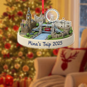 Personalized London Ornament, Custom Travel Keepsake, City Landmark Scene Decor image 1