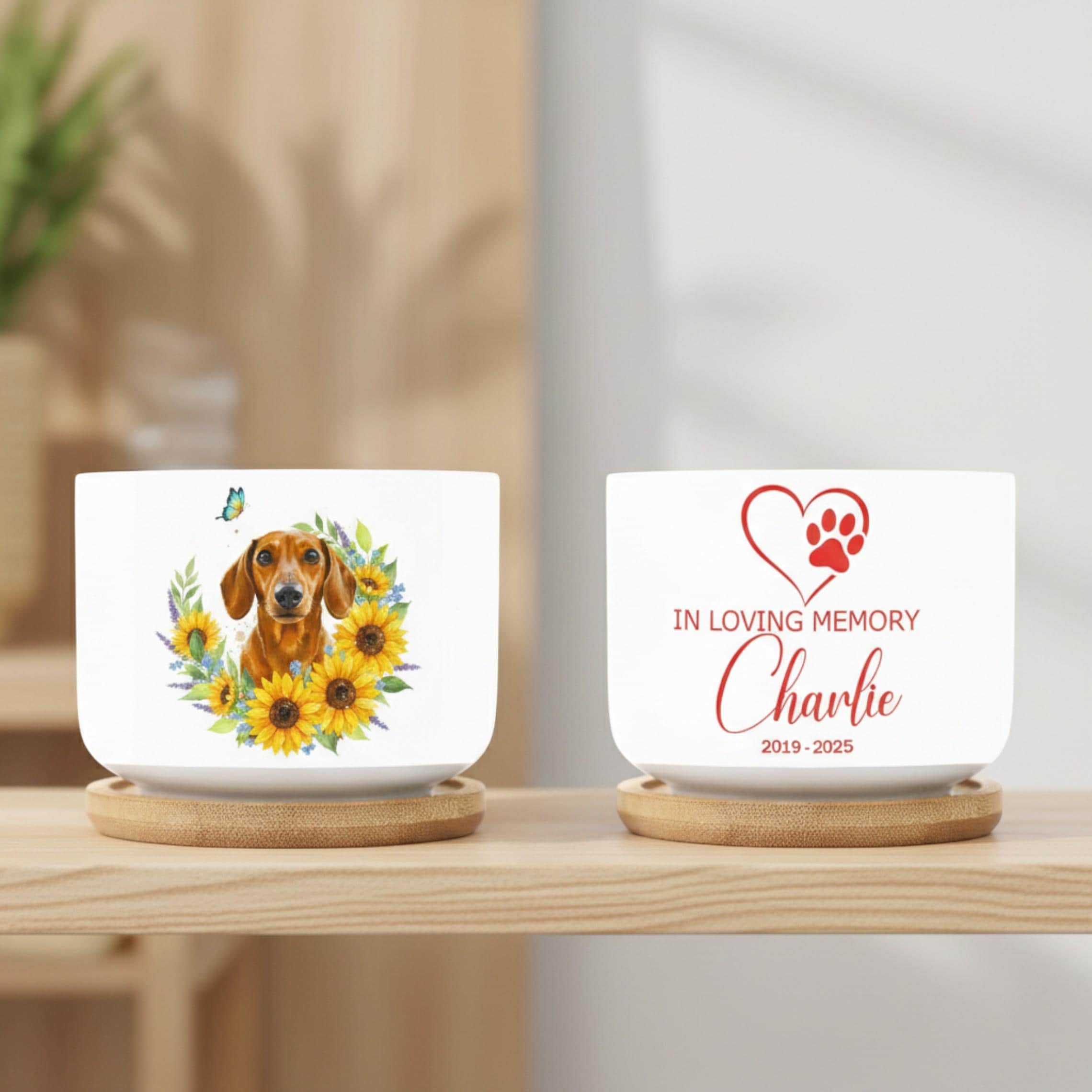 Personalized Pet Memorial Planter: Custom Dog Photo, Ceramic Pot, Pet Loss Gift image 2