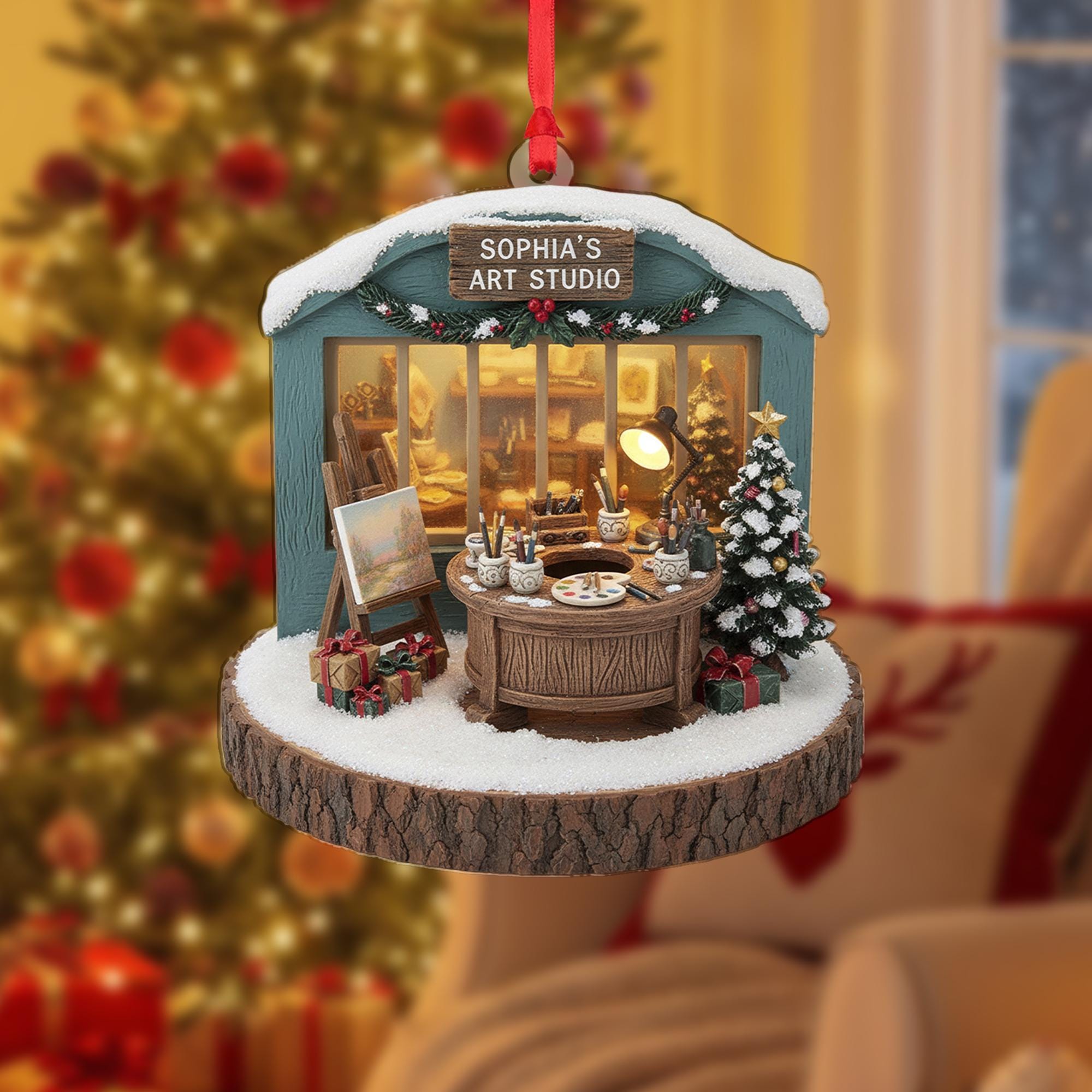 Personalized Miniature Art Studio Ornament: Artist Gift, Custom Holiday Keepsake image 7