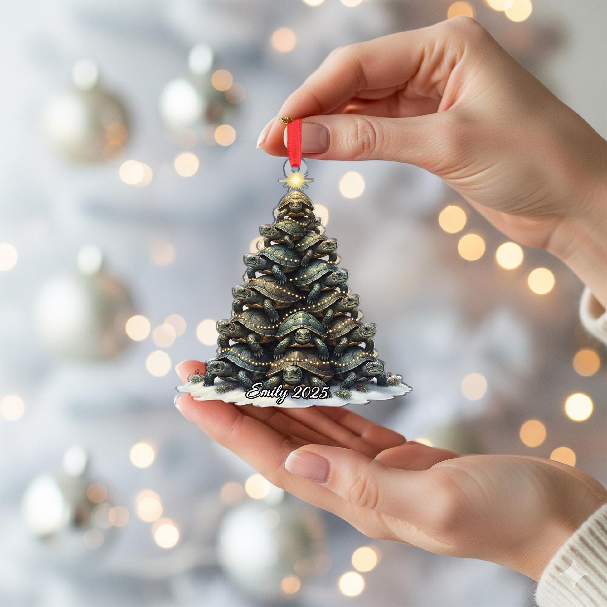 Personalized Turtle Christmas Ornament: Unique Animal Tree Decor, Funny Xmas Keepsake image 4