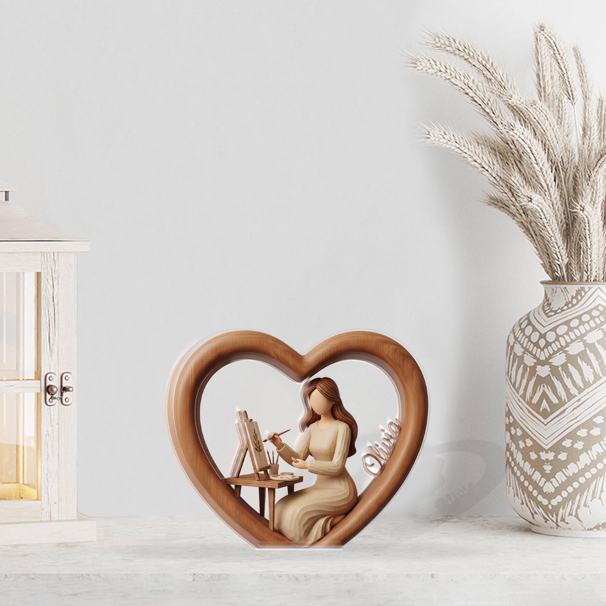 Custom Painter Acrylic Block: Personalized Artist Figure Desk Decor image 2