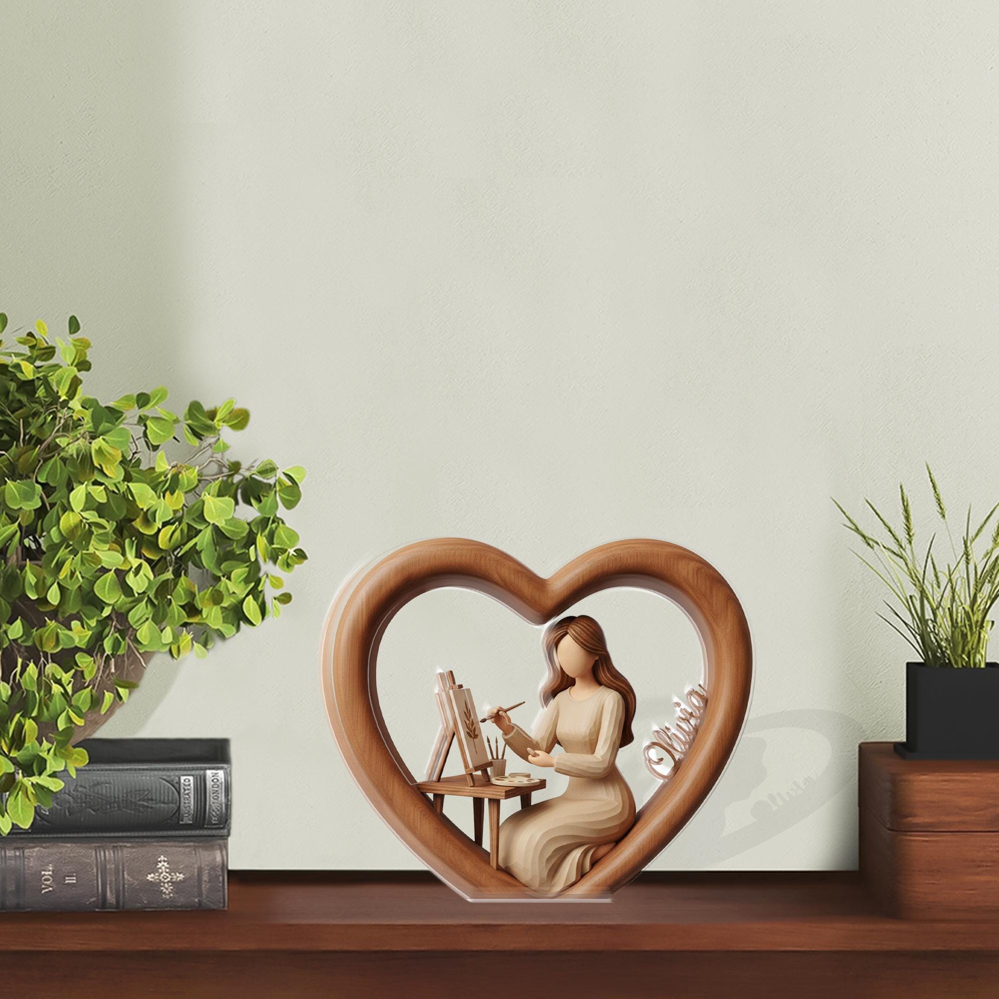 Custom Painter Acrylic Block: Personalized Artist Figure Desk Decor image 1