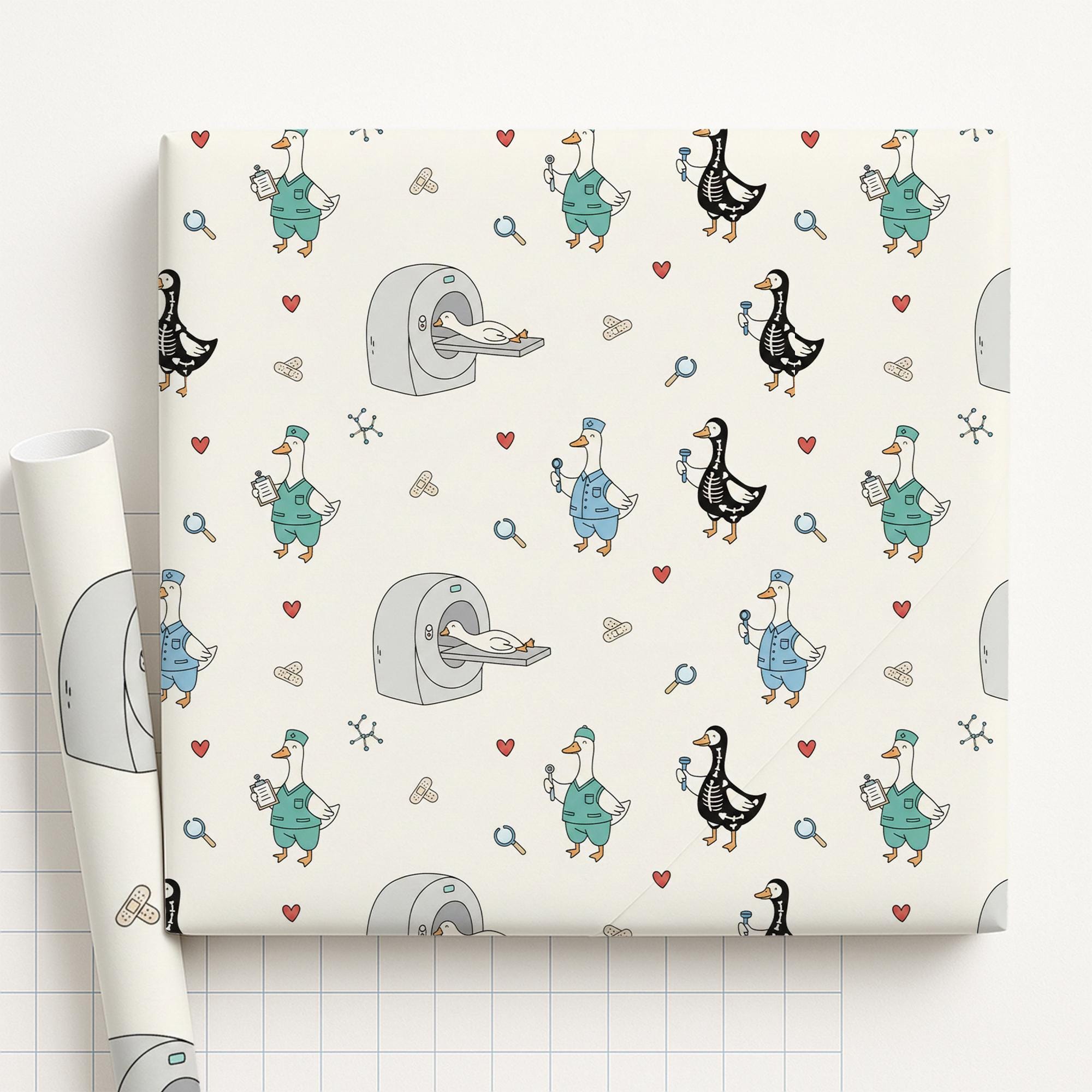 Goose Radiology Wrapping Paper with X-Ray Tech Pattern image 1