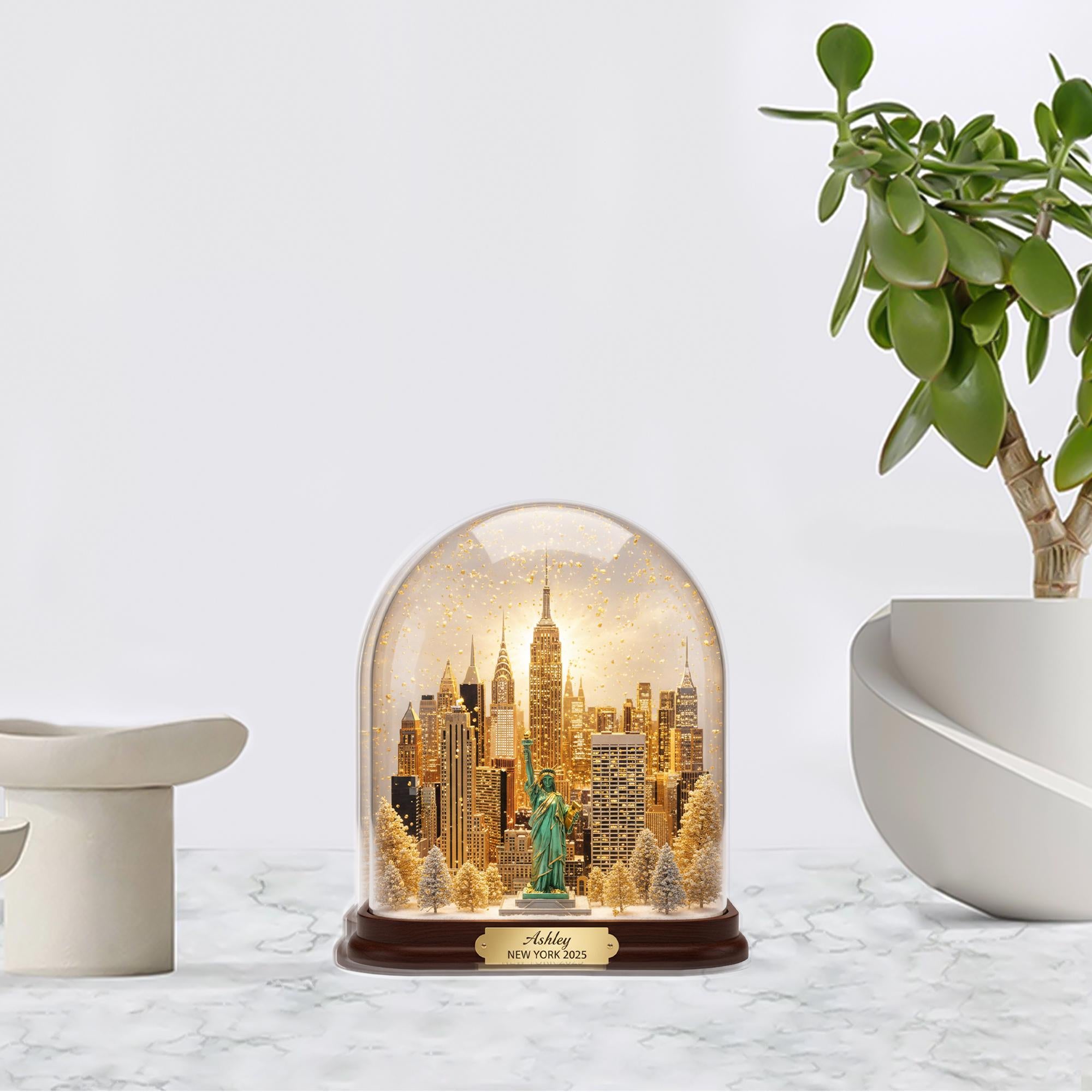 Personalized New York Acrylic Block with Skyline and Statue of Liberty Design image 2