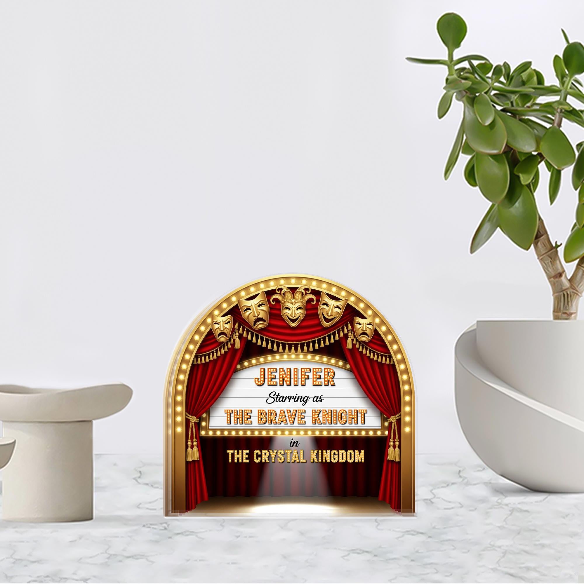 Personalized Theater and Actors Acrylic Block with Stage and Marquee Design image 2