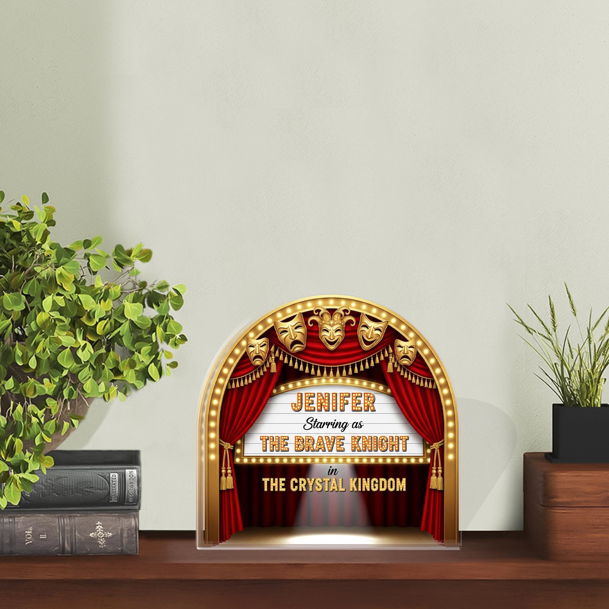 Personalized Theater and Actors Acrylic Block with Stage and Marquee Design image 1