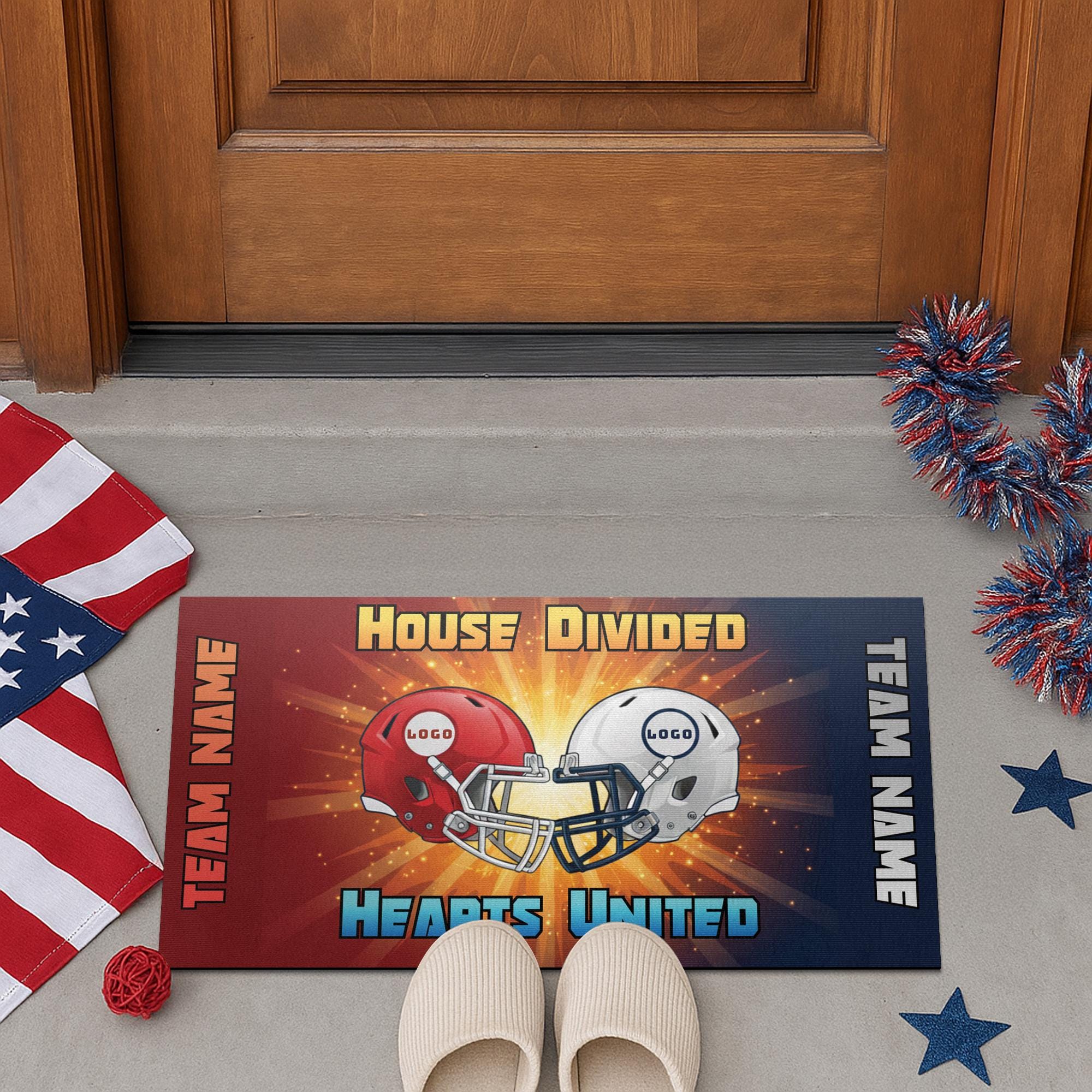 Personalized Football Doormat with Custom Team Names and Helmet Design image 2