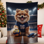 Custom Pet Volleyball Blanket | Personalized Dog Sports Fleece Throw | Pet Portrait Stadium Design image 1