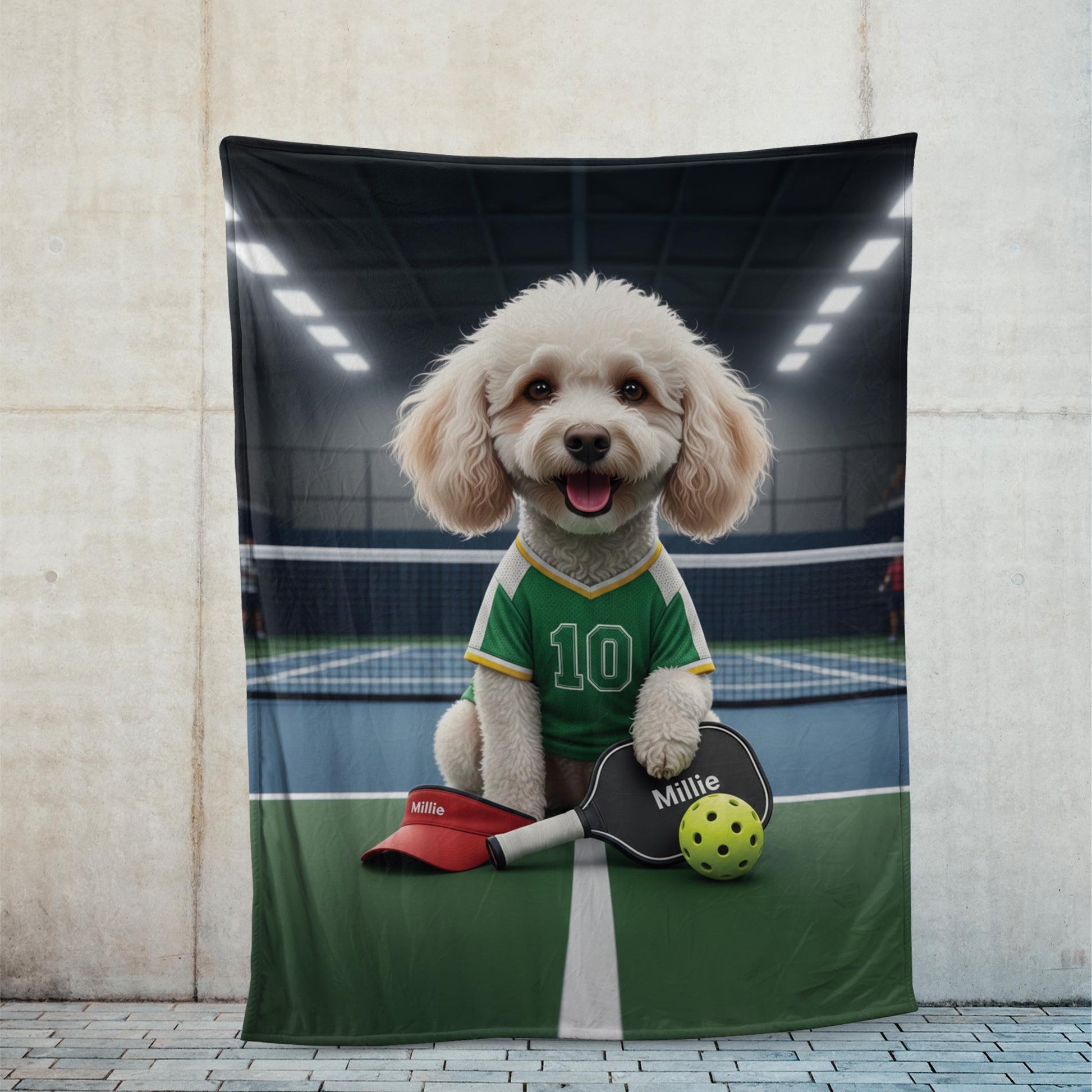 Custom Pet Sports Blanket | Personalized Dog Pickleball Fleece Throw | Pet Portrait Stadium Decor image 2