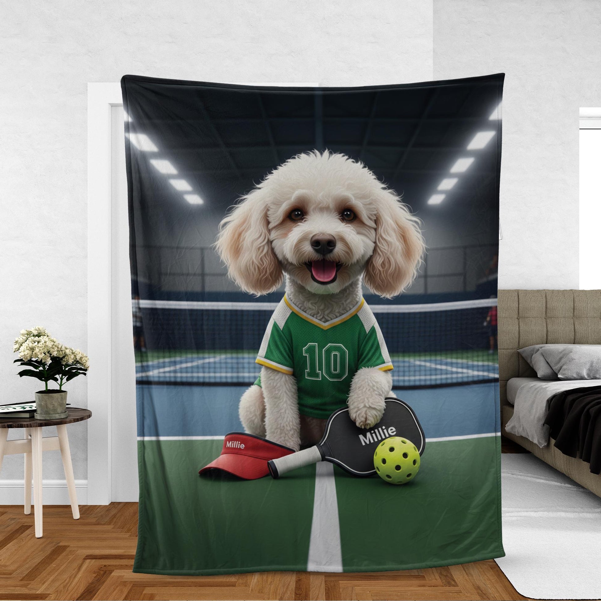 Custom Pet Sports Blanket | Personalized Dog Pickleball Fleece Throw | Pet Portrait Stadium Decor image 5