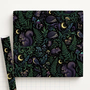 Wrapping Paper: Dark Enchanted Forest Animals, Moon and Mushroom Print image 1