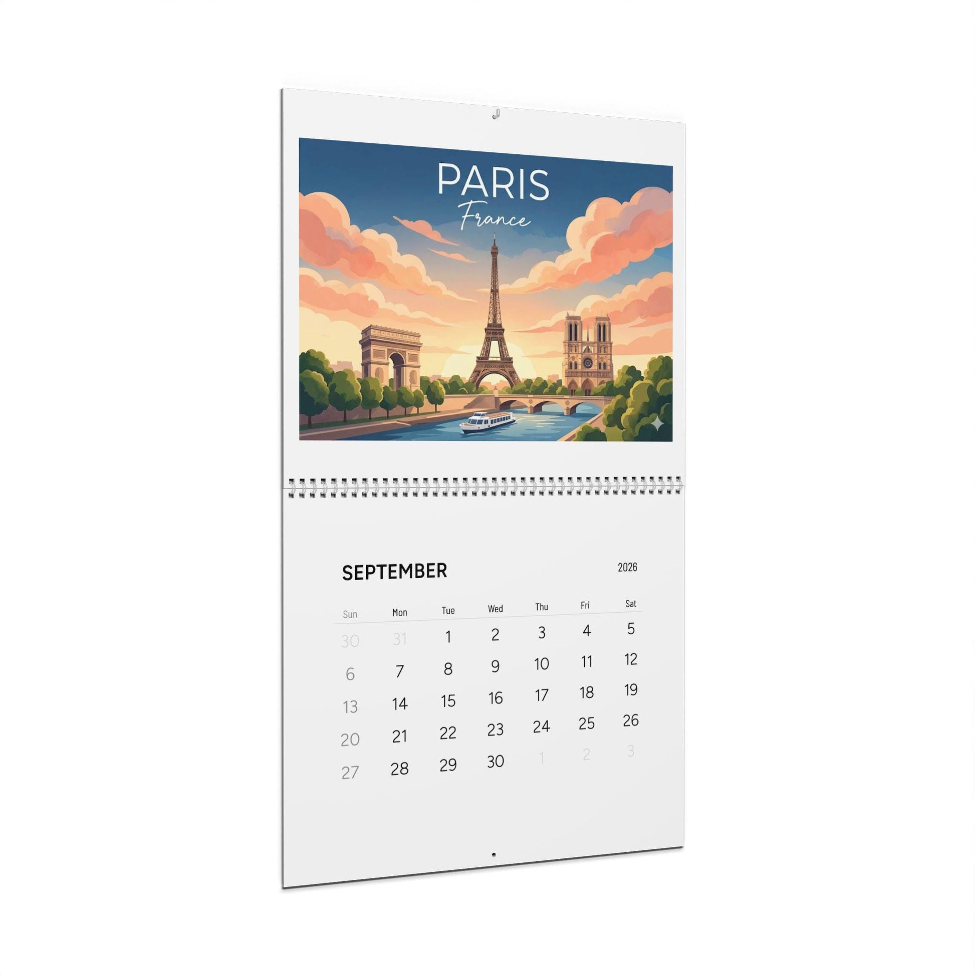 2026 Wall Calendar: World Landmarks Sunset Illustrations Travel Monthly Planner image 6