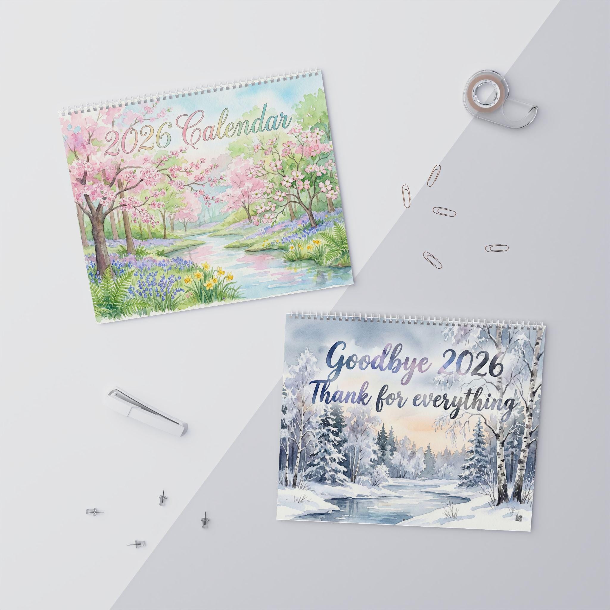 2026 Scenic Nature Wall Calendar: Watercolor Landscapes, Forest, Desert & Mountain Art image 2