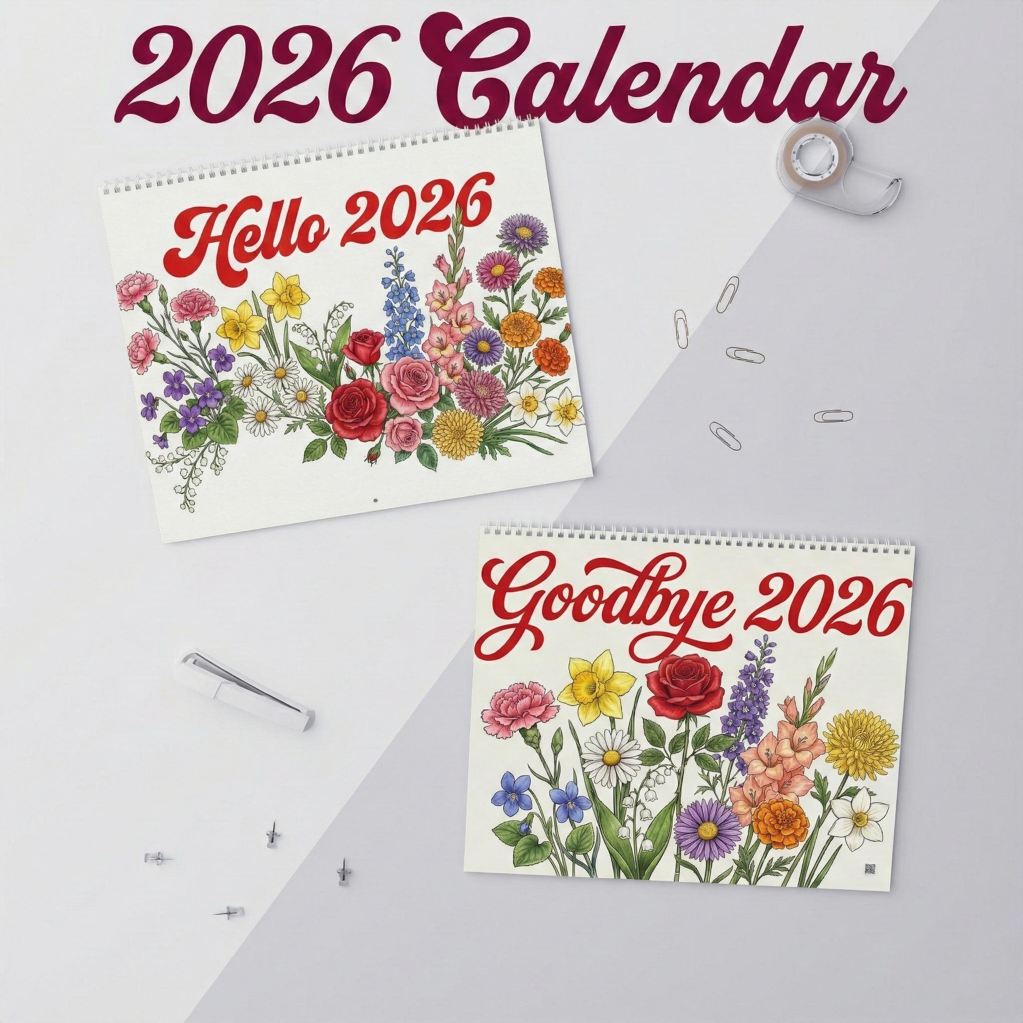 2026 Birth Flower Wall Calendar: Botanical Illustrations, Monthly Floral Art & Gardening Gift image 1