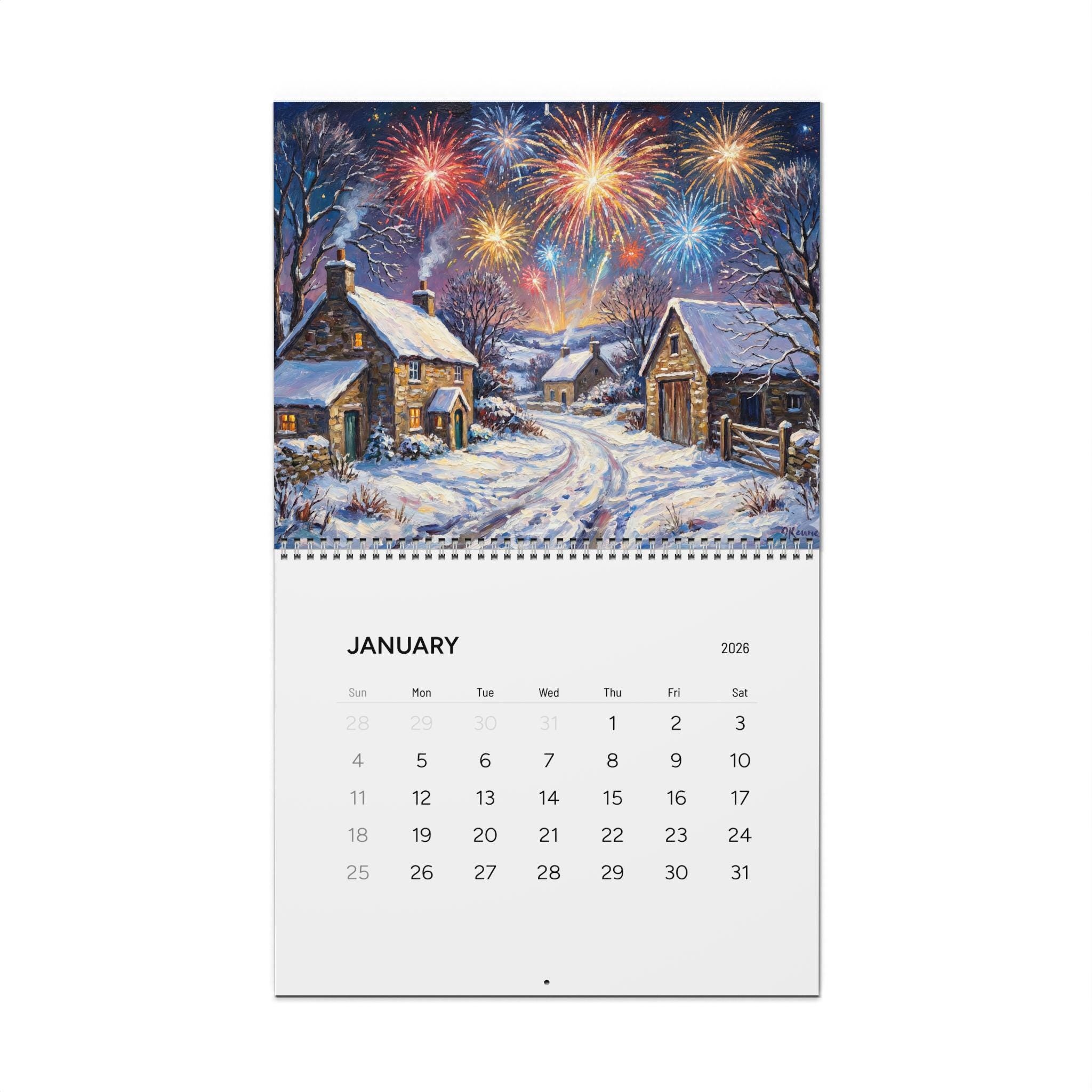 2026 Countryside Art Wall Calendar: Scenic Oil Painting Landscapes, Rustic Cottage Decor image 2