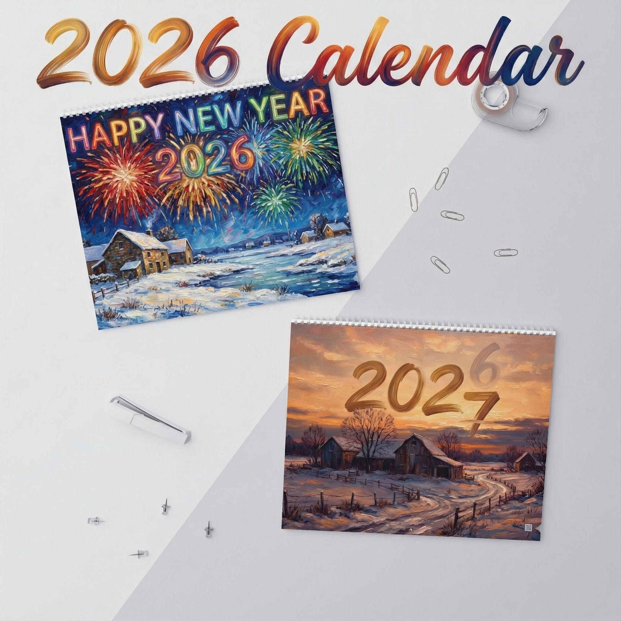 2026 Countryside Art Wall Calendar: Scenic Oil Painting Landscapes, Rustic Cottage Decor image 1