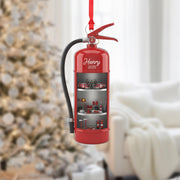 Personalized Fire Extinguisher Ornament: Diorama with Firefighter Theme, Miniature Scene image 1