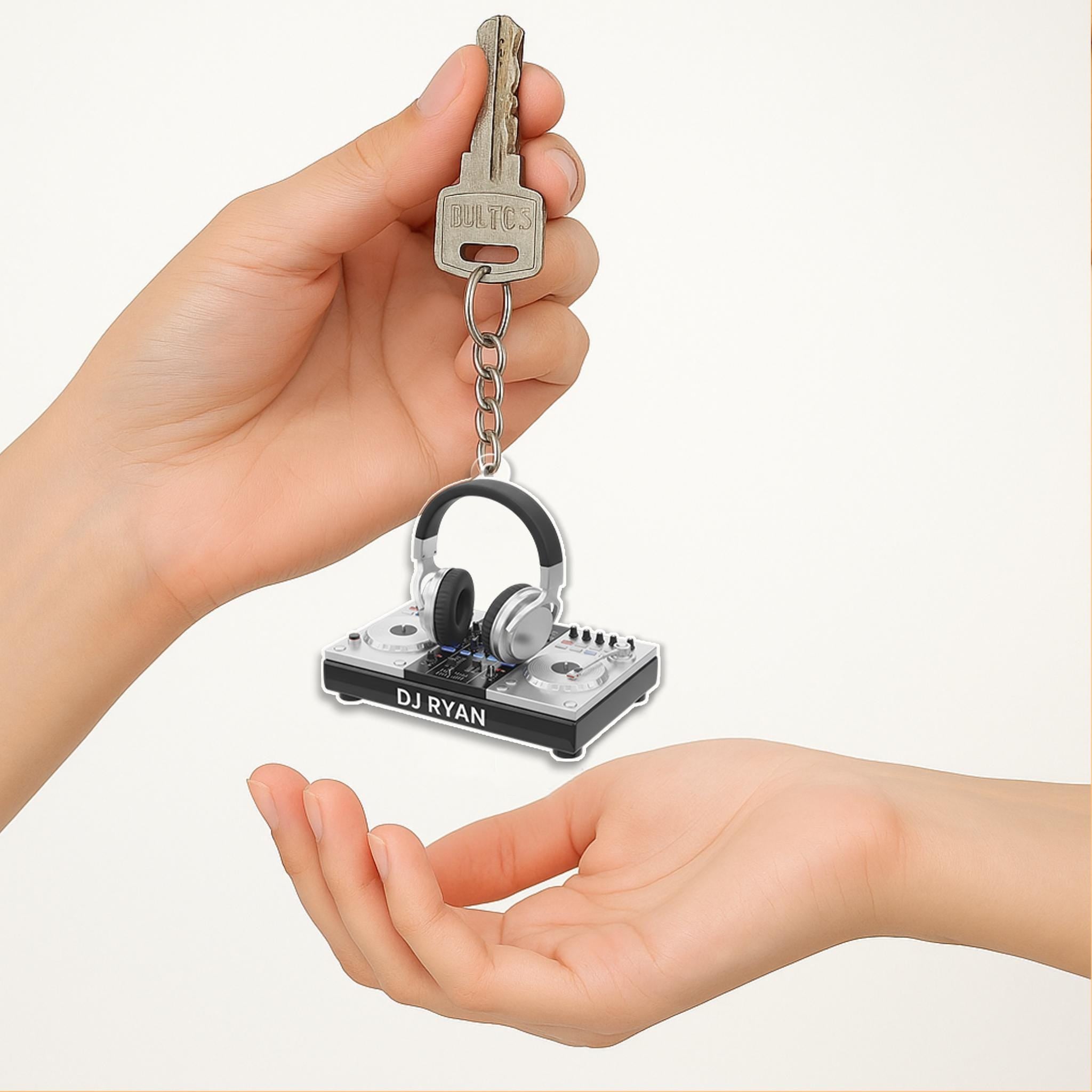 Personalized Acrylic Keychain: DJ Mixer Headphone Accessory image 2