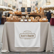 Personalized Bakery Table Runner: Market Stall Decor, Neutral Rustic Branding image 1