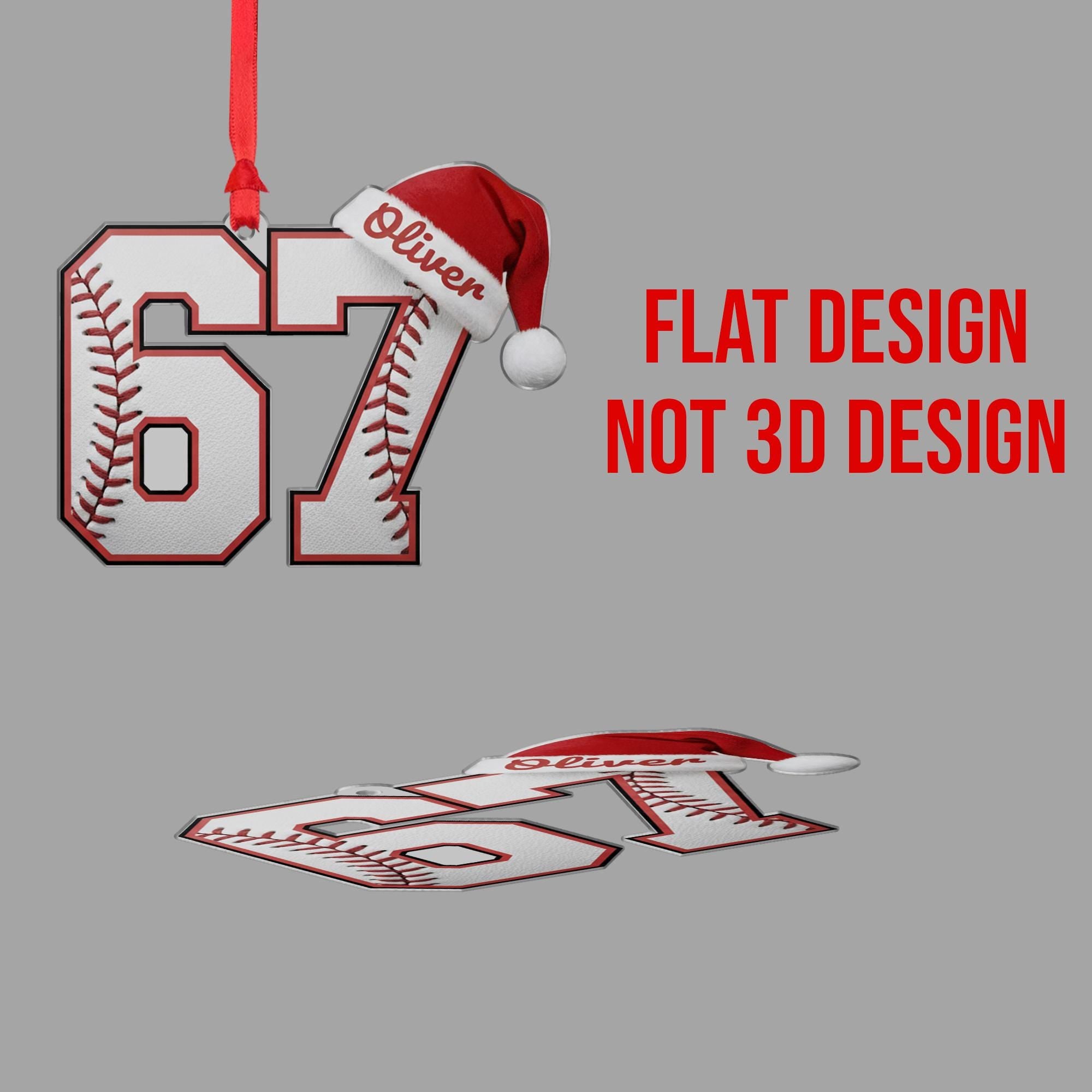 Personalized Baseball Number Ornament: Custom Jersey Name, Acrylic Sports Player Gift image 2