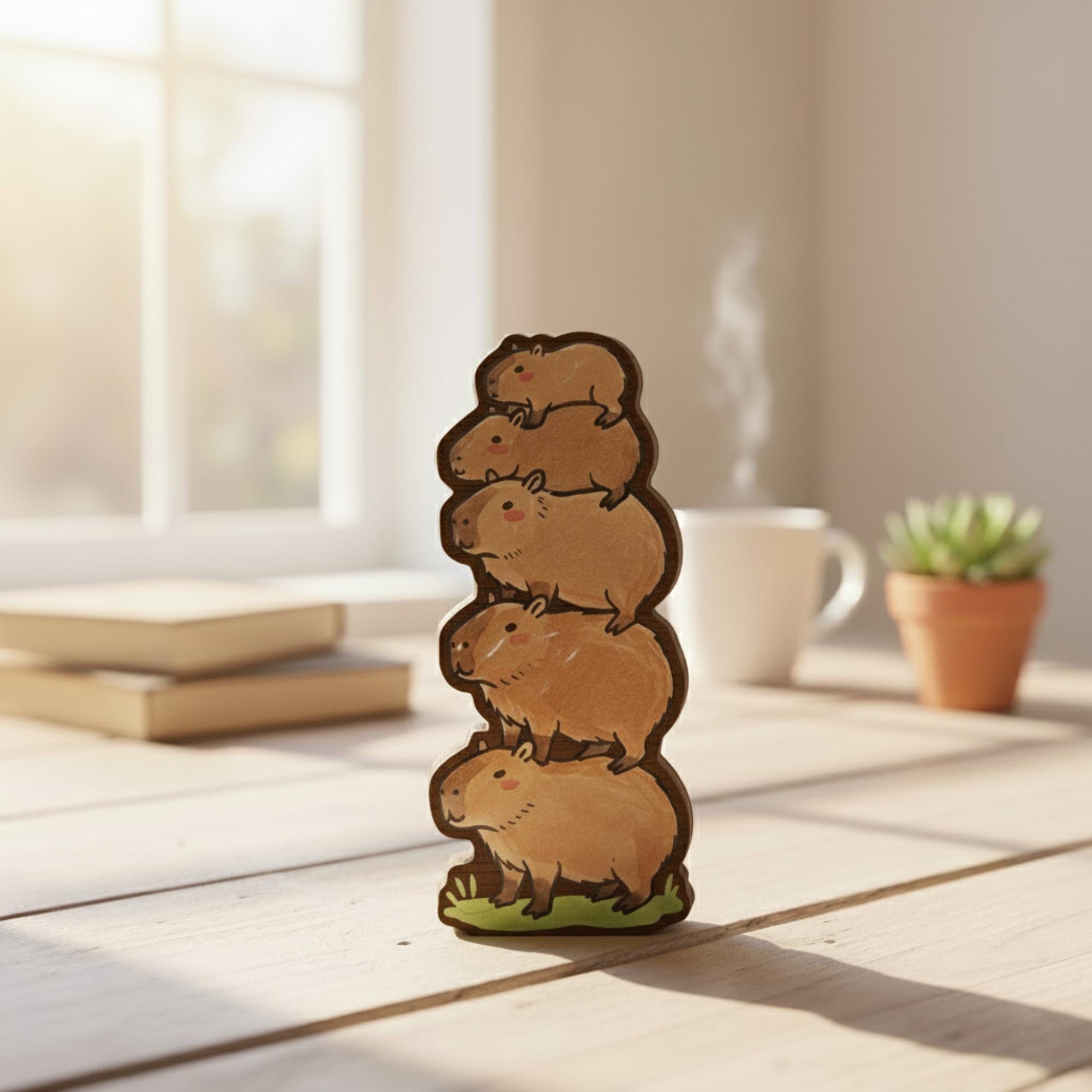 Capybara Stack Wooden Blocks – Animal Desk Decor image 1