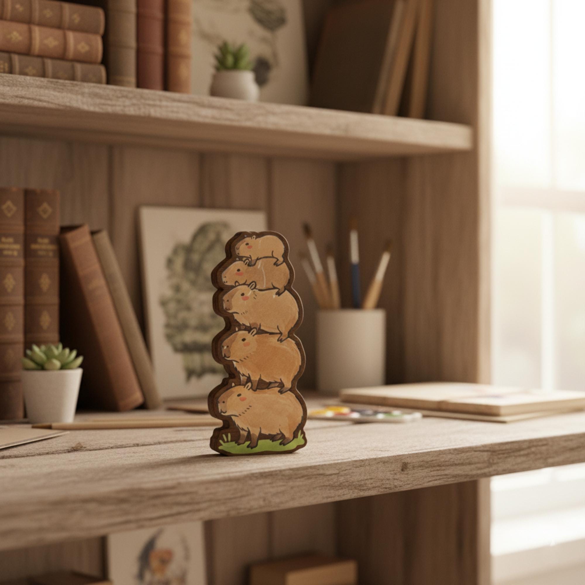 Capybara Stack Wooden Blocks – Animal Desk Decor image 2