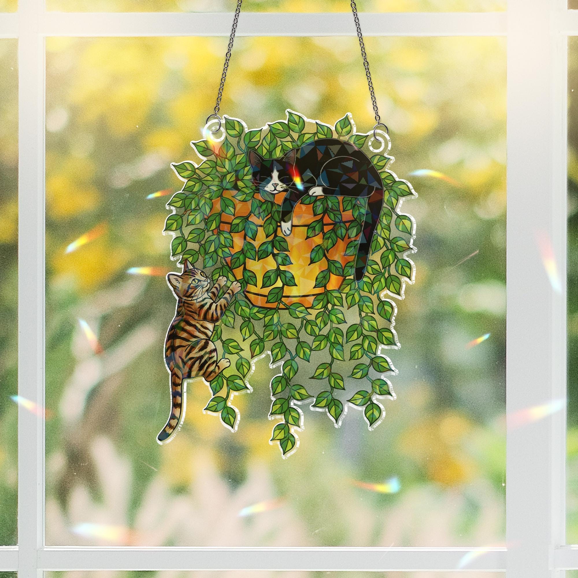 Custom Cat Breed Acrylic Suncatcher: Personalized Holographic Hanging Window Decor image 1