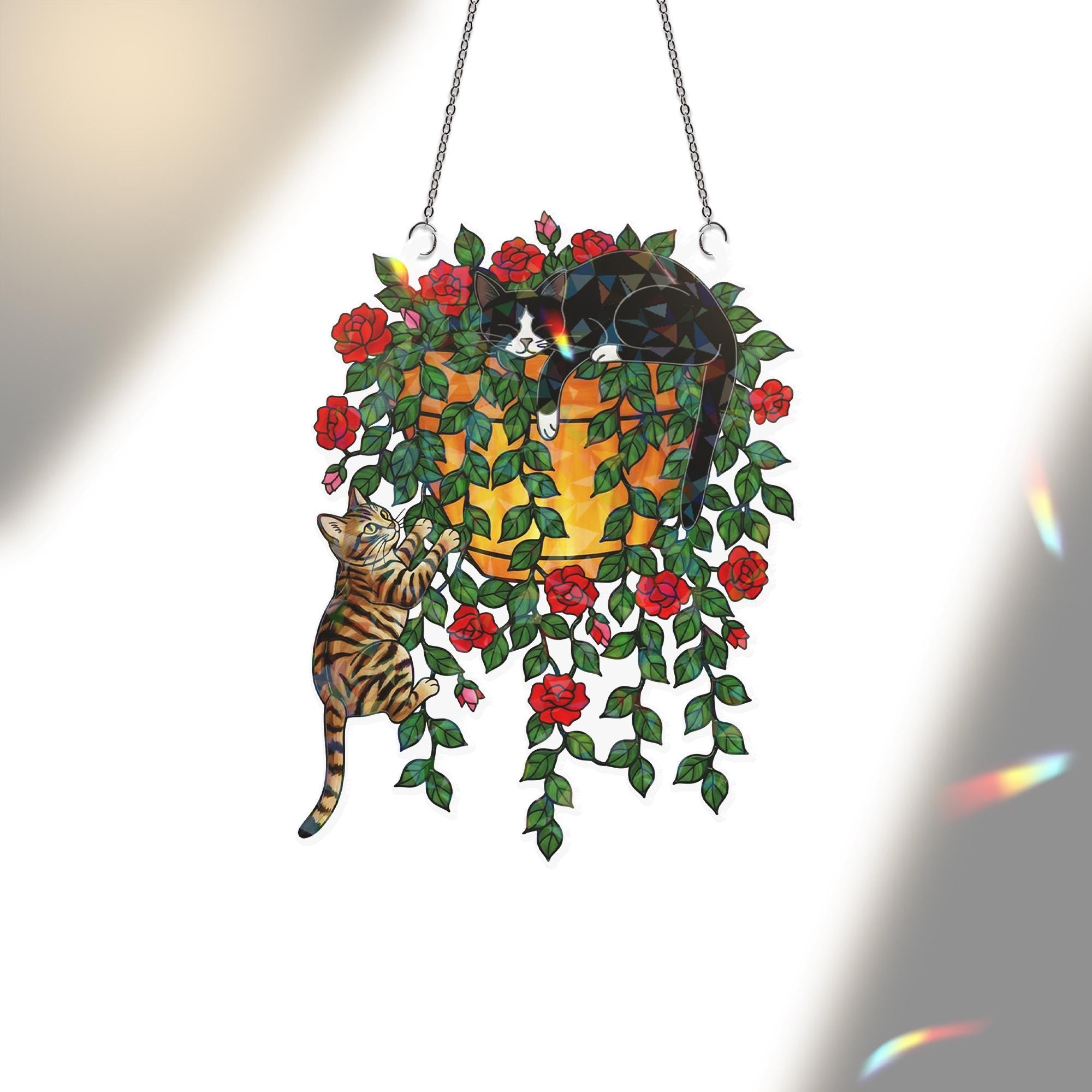 Custom Cat Breed Suncatcher – Holographic Acrylic Window Hanging for Cat Lovers image 1