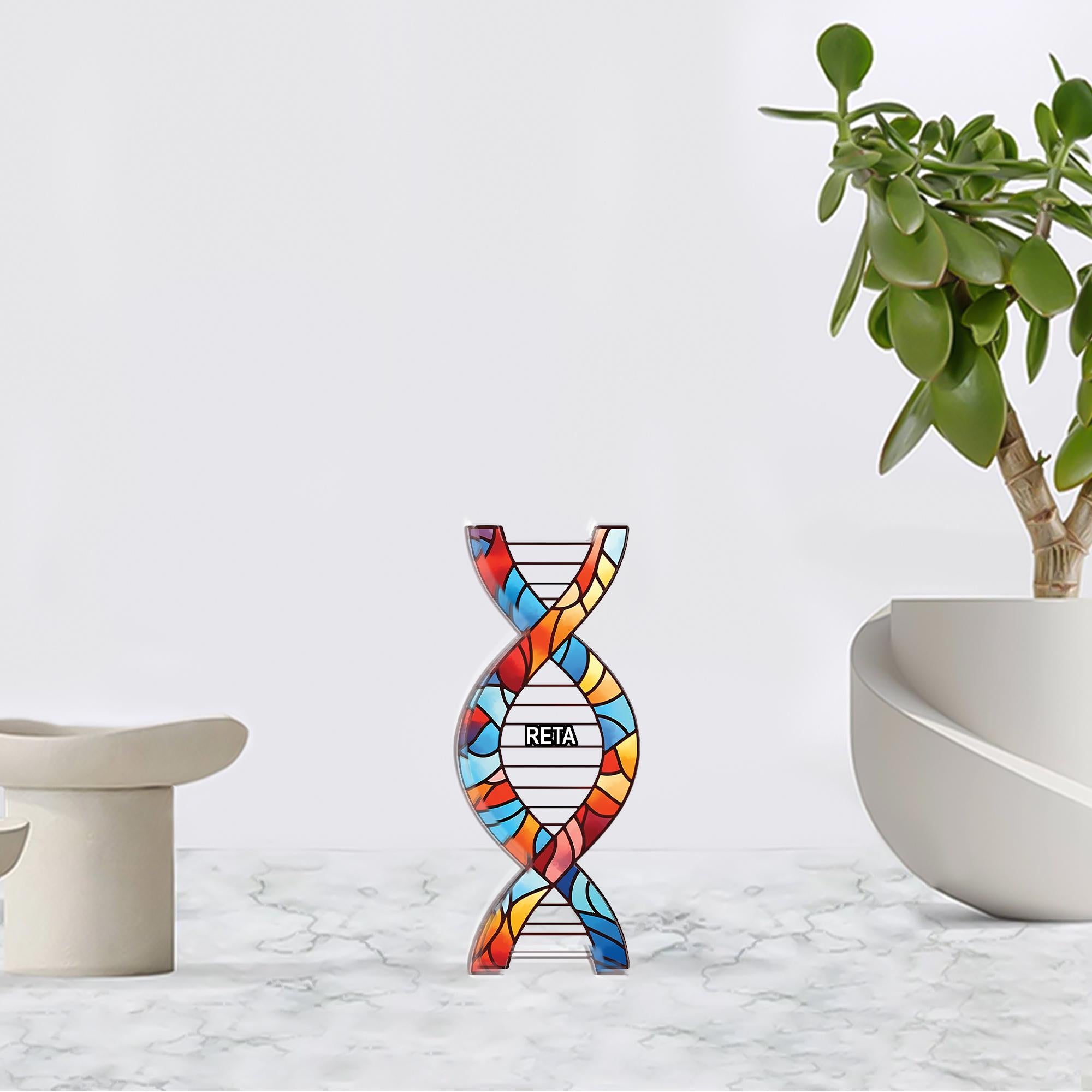 Custom DNA Helix Acrylic Block, Multicolor Science Display Desk Decor image 1
