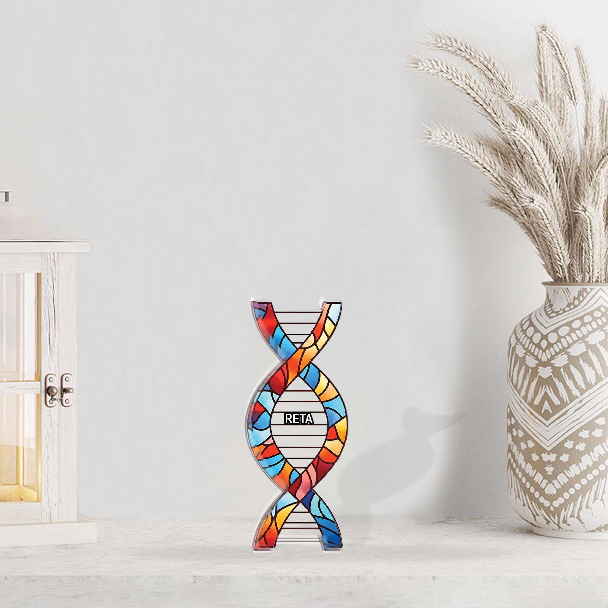 Custom DNA Helix Acrylic Block, Multicolor Science Display Desk Decor image 2