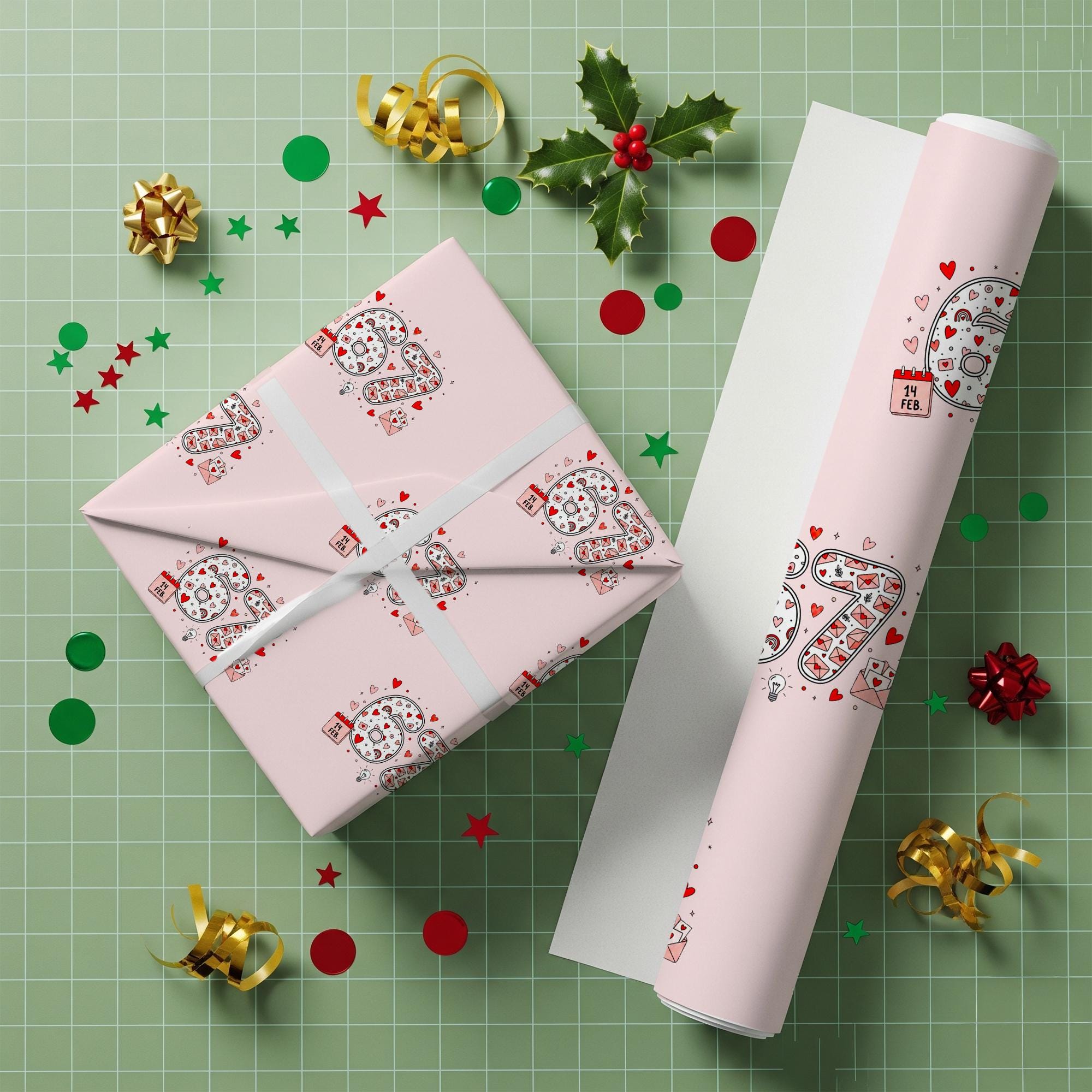 Wrapping Paper Roll, 67 Meme Print, Gen Alpha Meme Pattern, Pink Heart Doodle image 2