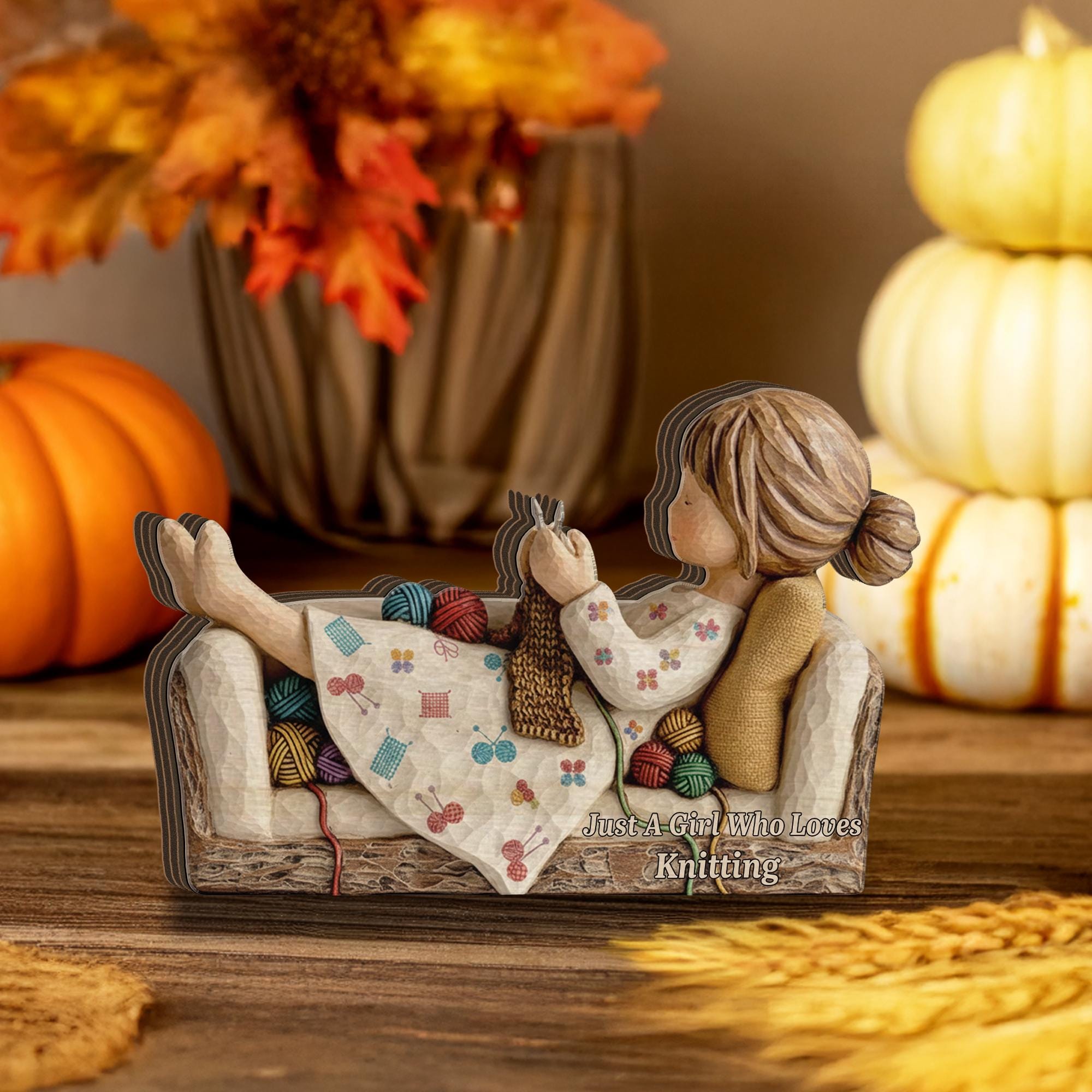 Custom Knitting Wooden Blocks – Yarn Craft Desk Decor image 4