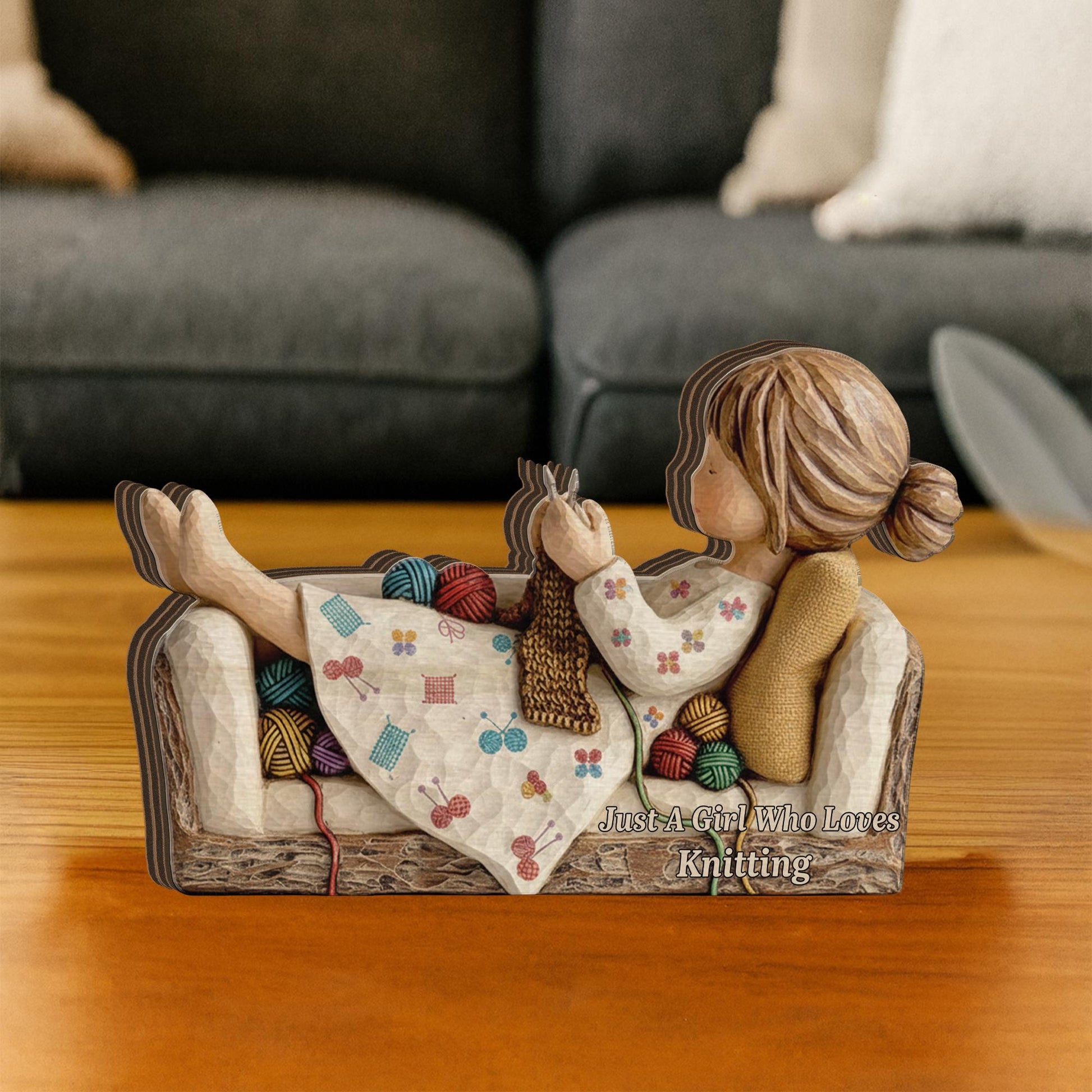 Custom Knitting Wooden Blocks – Yarn Craft Desk Decor image 1