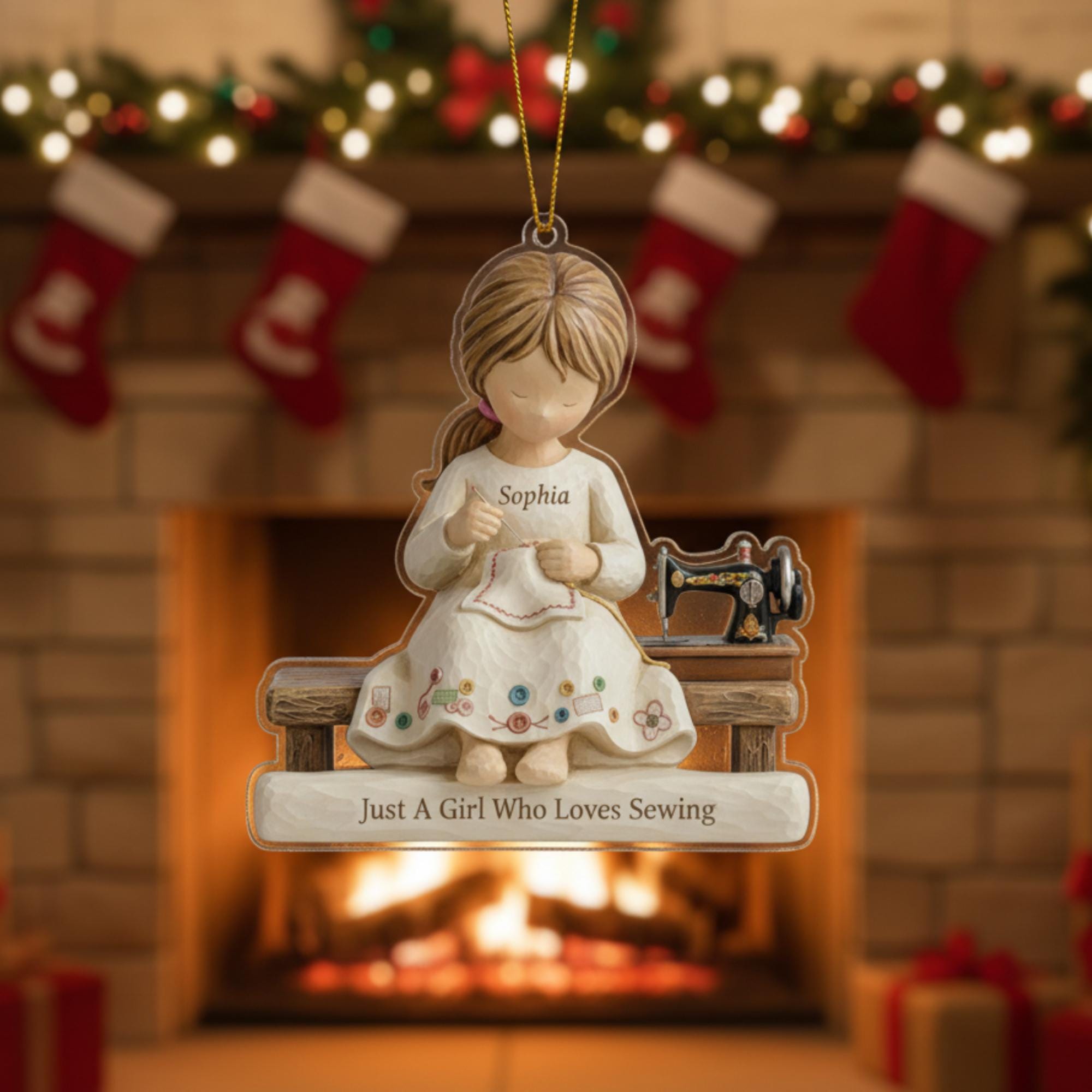 Custom Sewing Ornament: Personalized Vintage Machine Art image 1