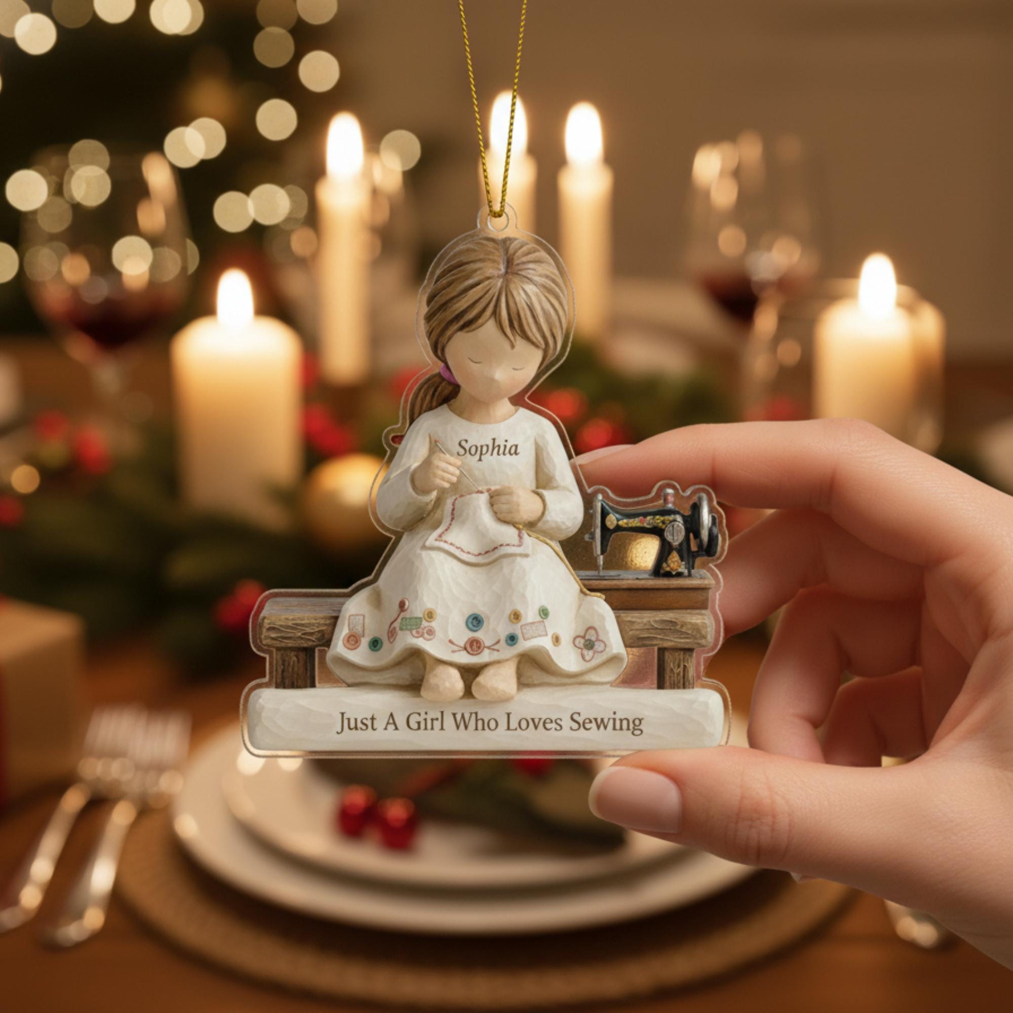 Custom Sewing Ornament: Personalized Vintage Machine Art image 2