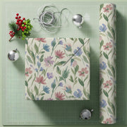 Matte Paper Gift Wrap: Watercolor Wildflower Pattern, Pink and Blue Floral Botanical image 1