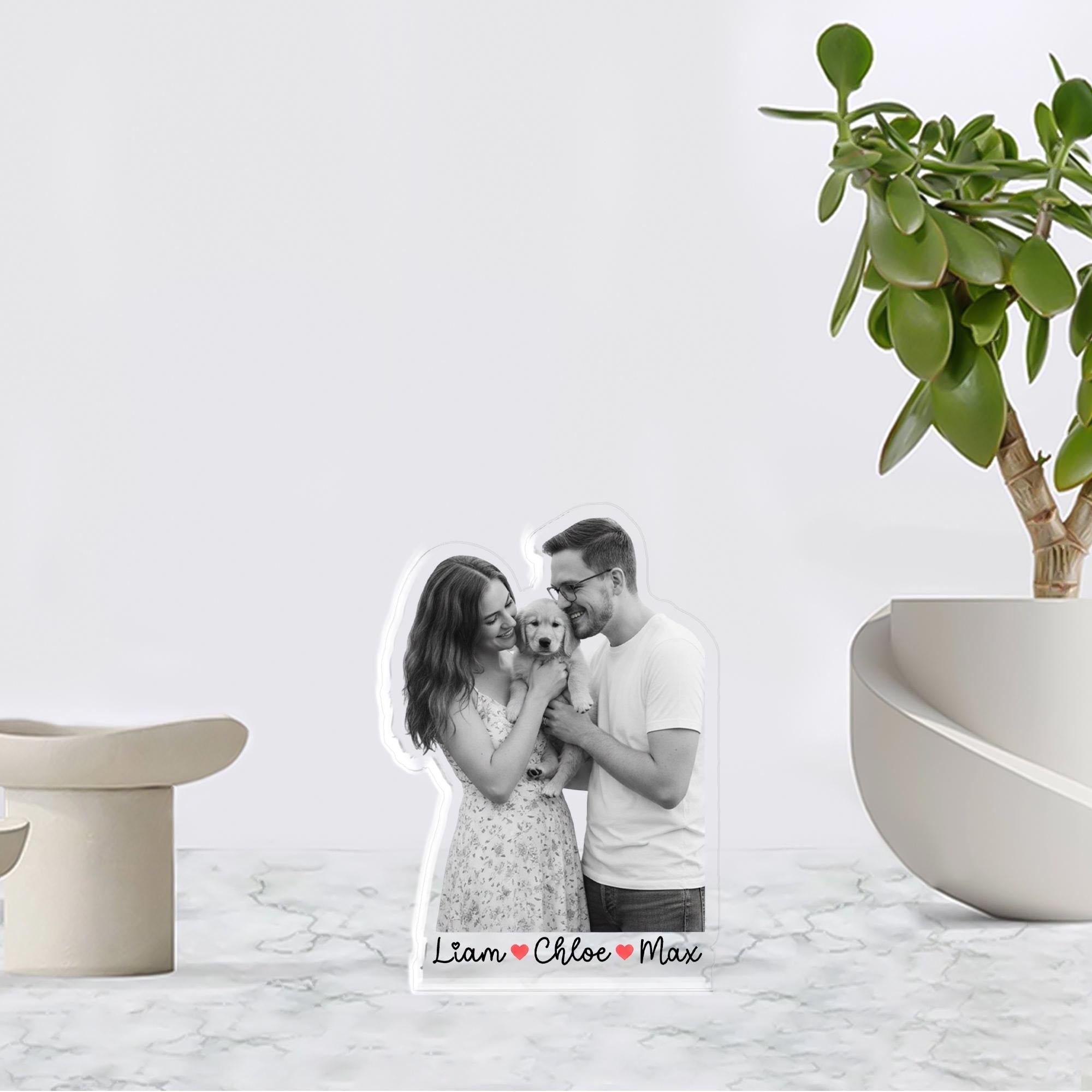 Custom Couple Photo Acrylic Block: Personalized Picture Desktop Display image 2