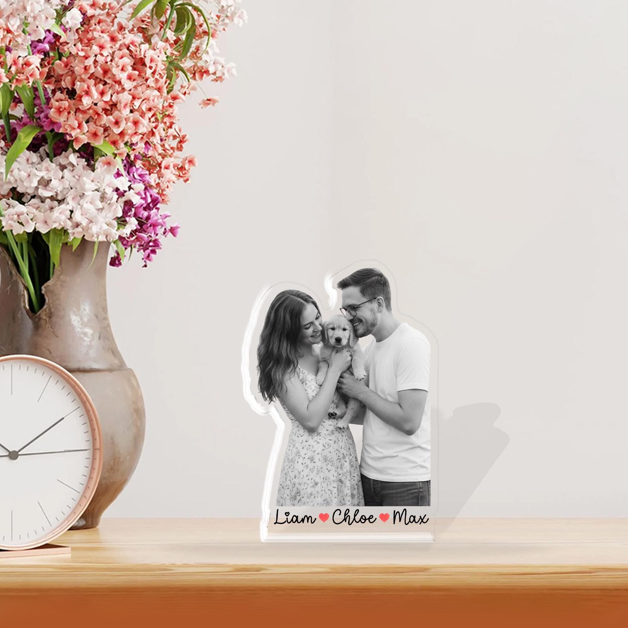Custom Couple Photo Acrylic Block: Personalized Picture Desktop Display image 1