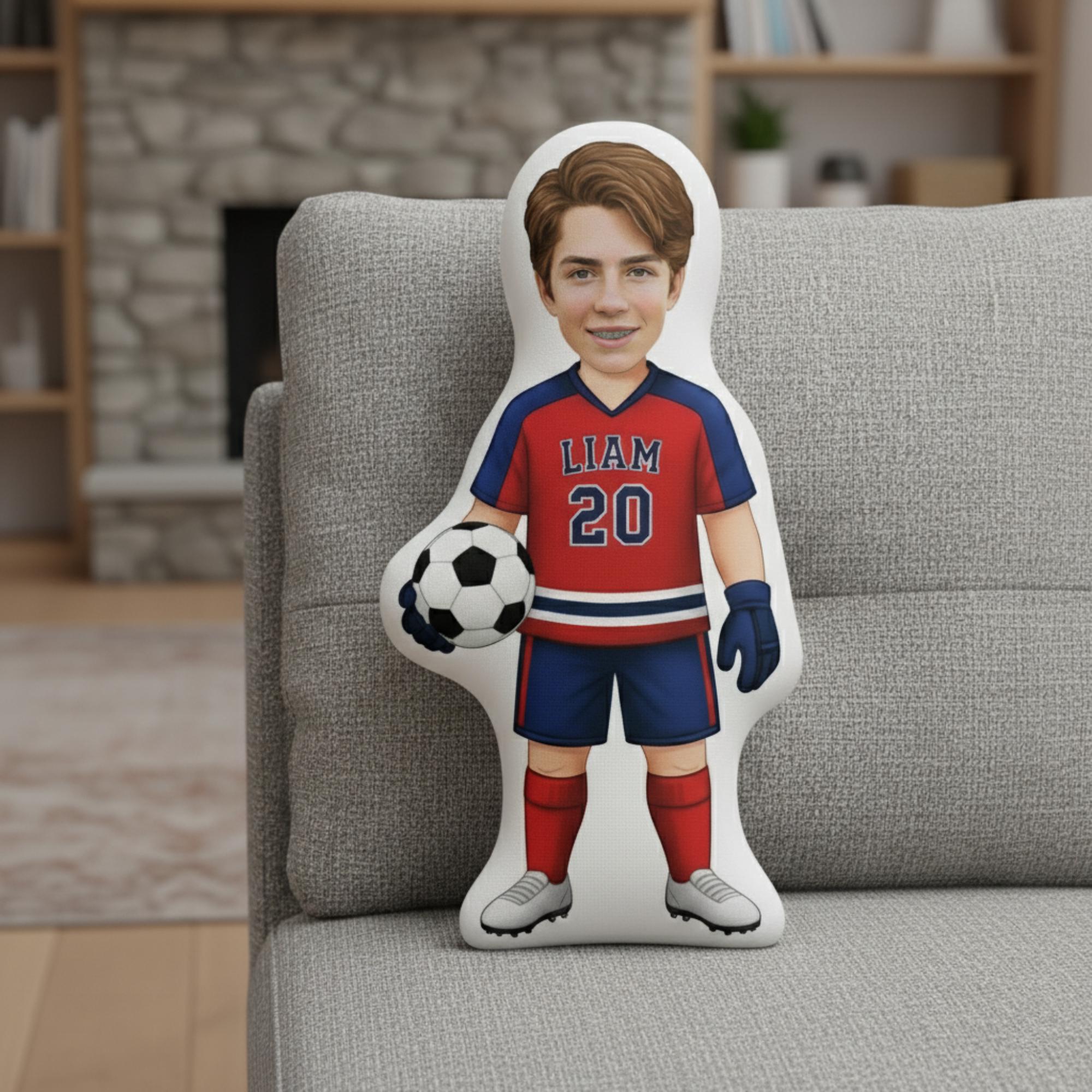 Custom Photo Soccer Plush Pillow – Personalized Sports Player Pillow image 2