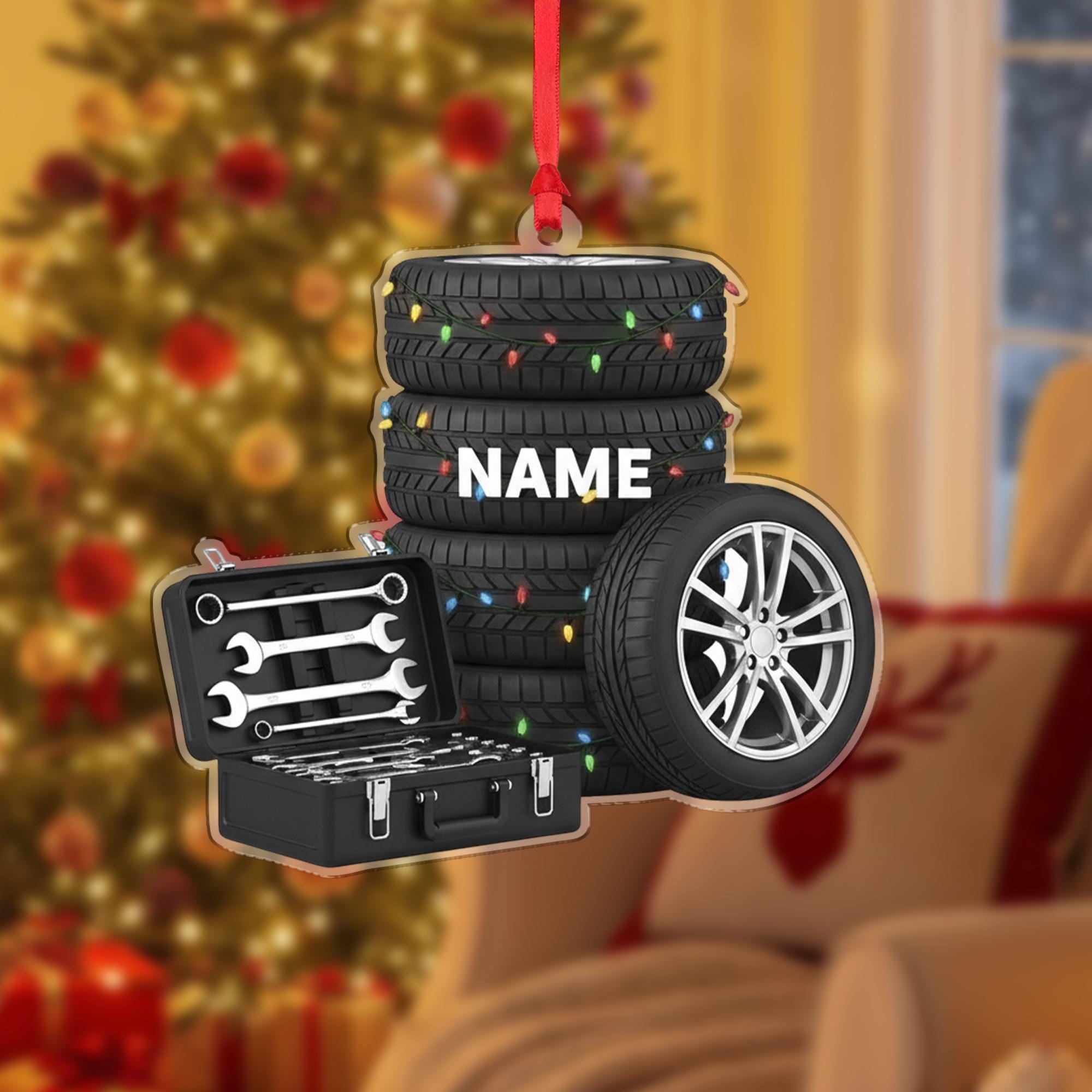 Personalized Mechanic Ornament: Car Repair Ornament, Auto Tech, Tire Shop Christmas Gifts image 1