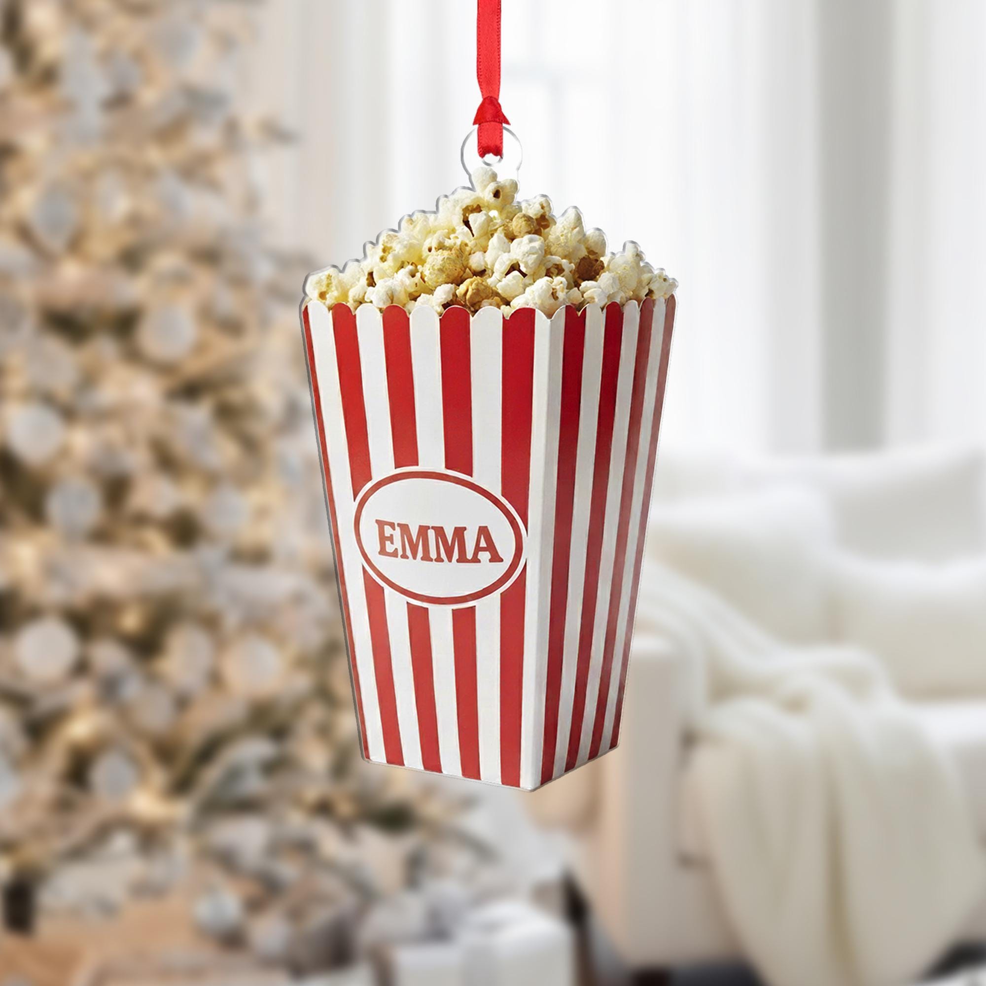 Personalized Popcorn Ornament: Food Christmas Decor, Cinema Lover Ornament image 2
