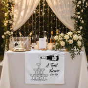 Personalized Table Runner: Champagne Pour Illustration with Name and Celebration Phrase image 1