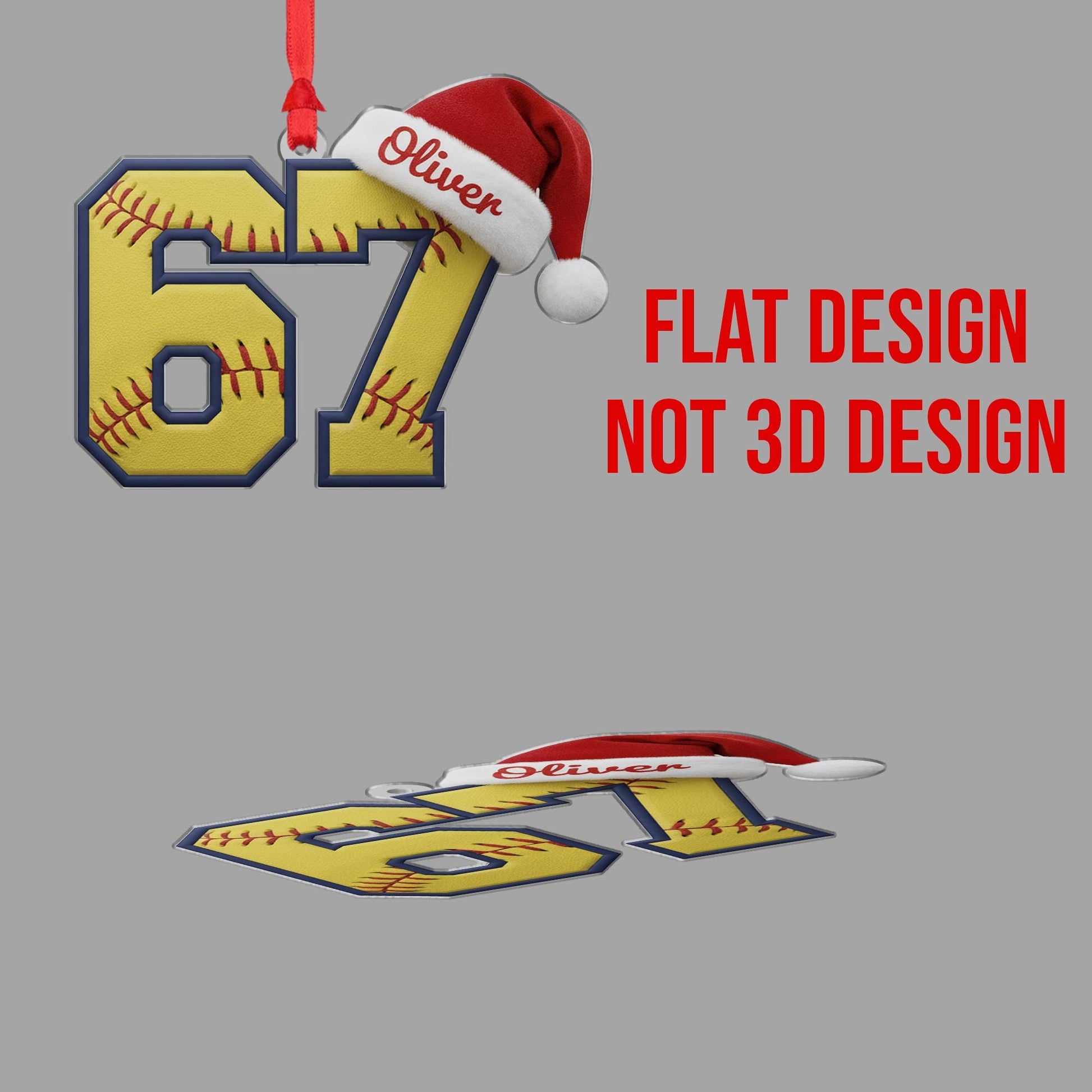Personalized Gen Alpha Slang Softball 67 Ornament: Custom Name Jersey, Acrylic Baseball Player Gift image 7
